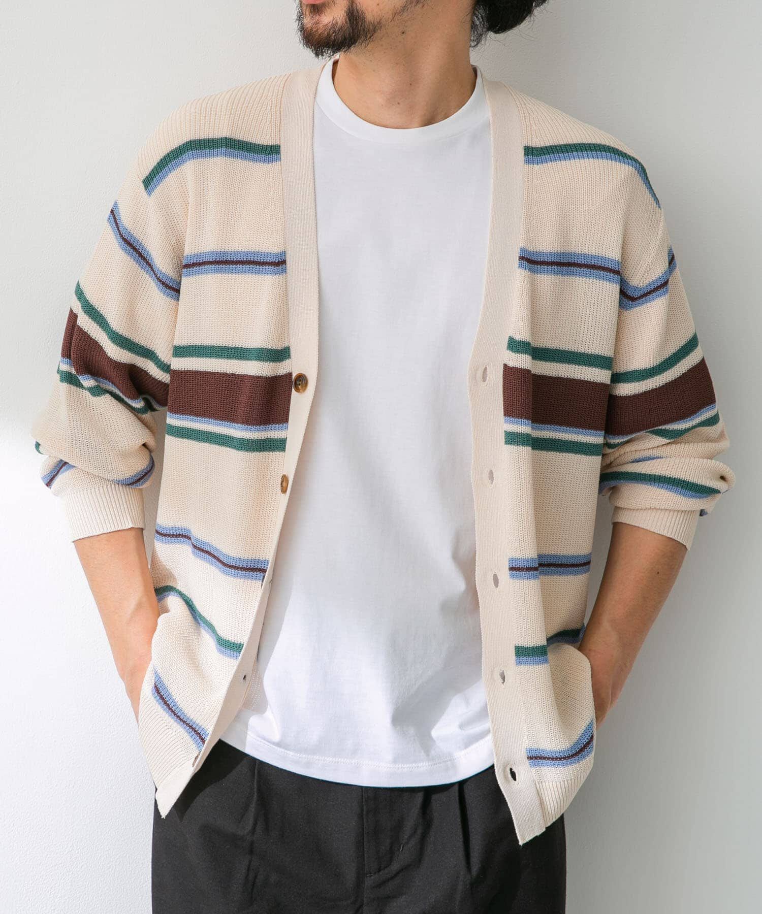 Sonny Label 「マルチボーダーニットカーディガン」|カーディガン|オフホワイト