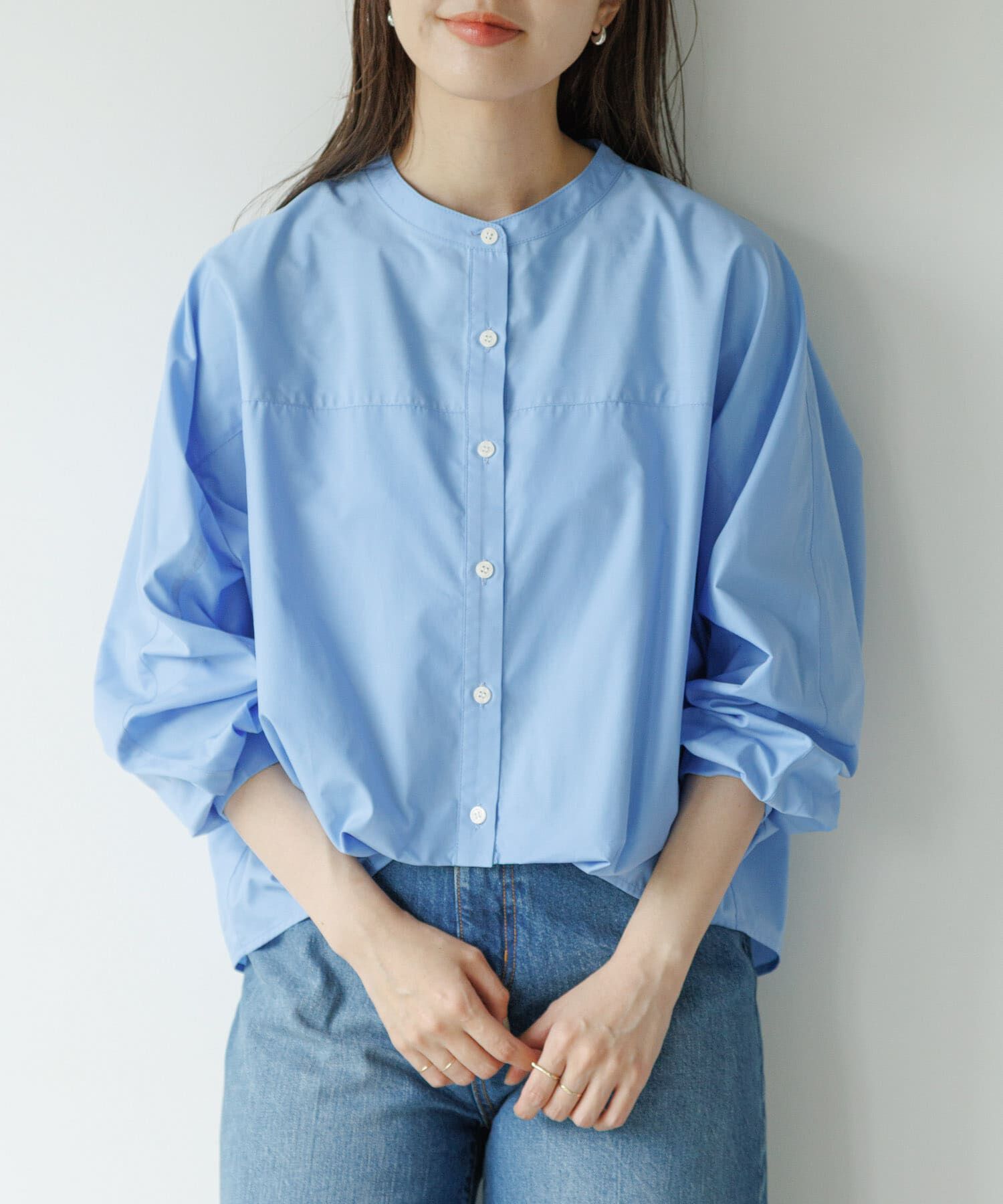 Sonny Label 「『WEB限定』フロントタックバンドカラーシャツ」|シャツ・ブラウス|ライトブルー