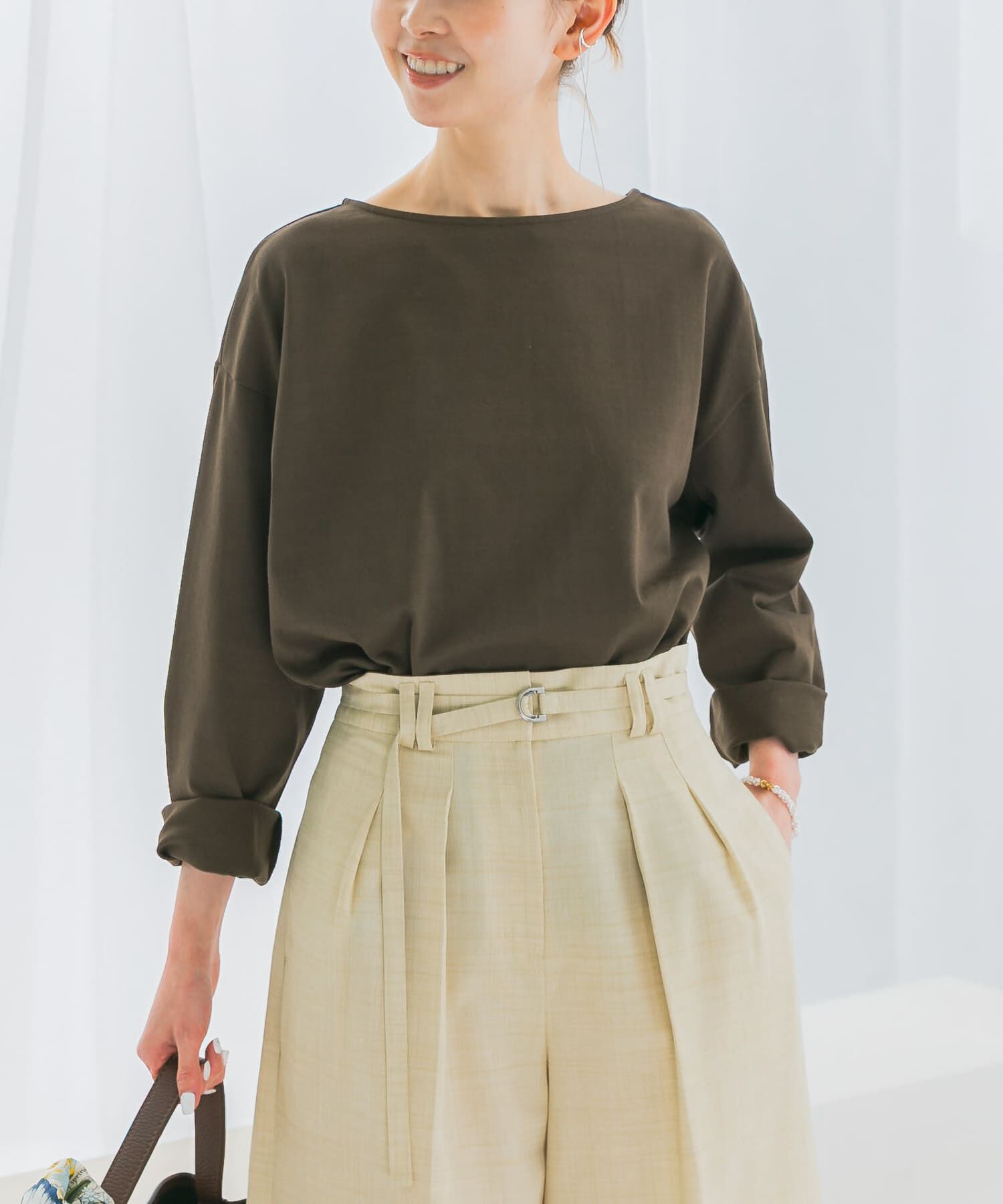 URBAN RESEARCH ROSSO「バスクオーバーTシャツ」|Tシャツ・カットソー|カーキ