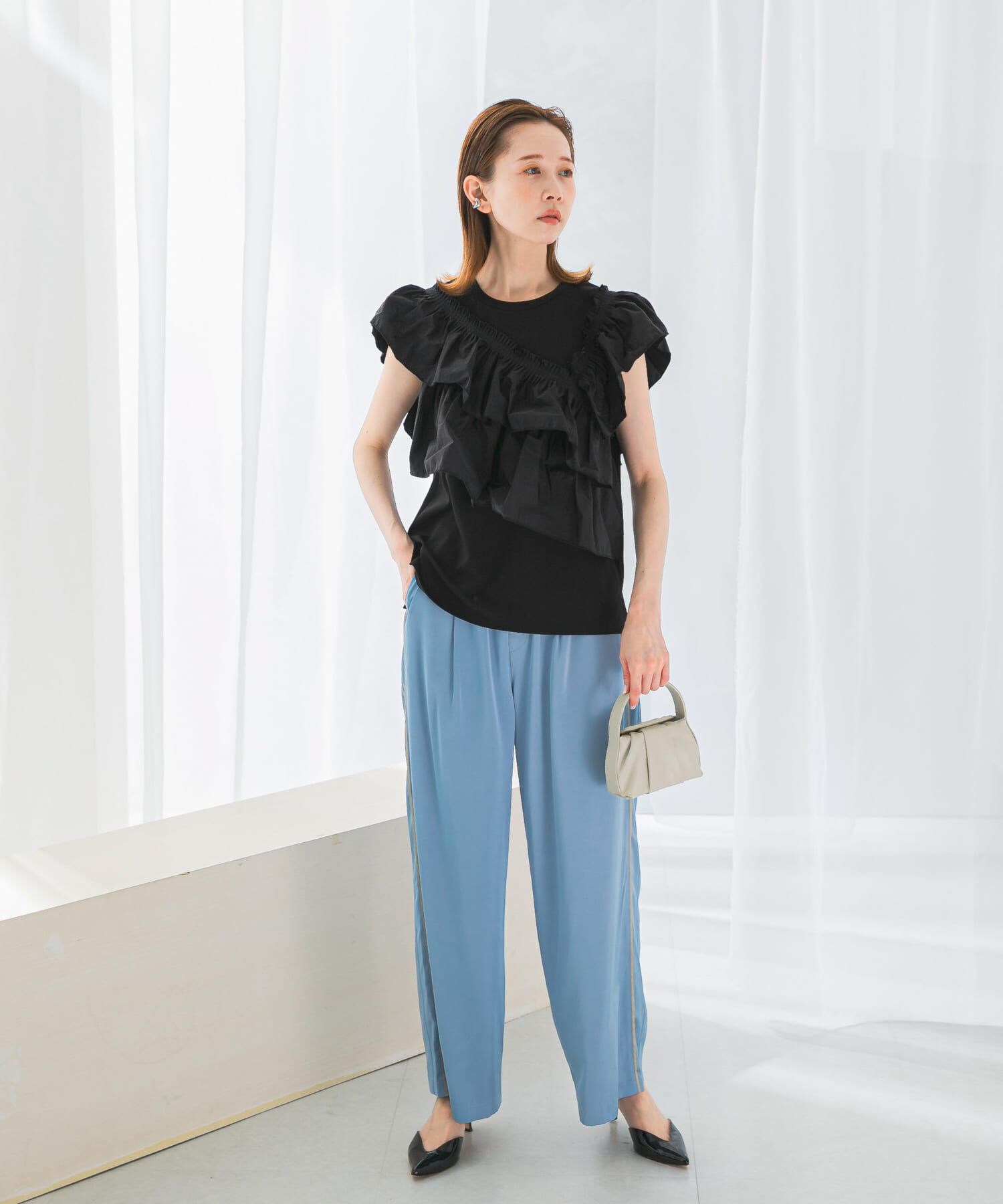 URBAN RESEARCH ROSSO「プリーツフリルデザインプルオーバー」|Tシャツ・カットソー|