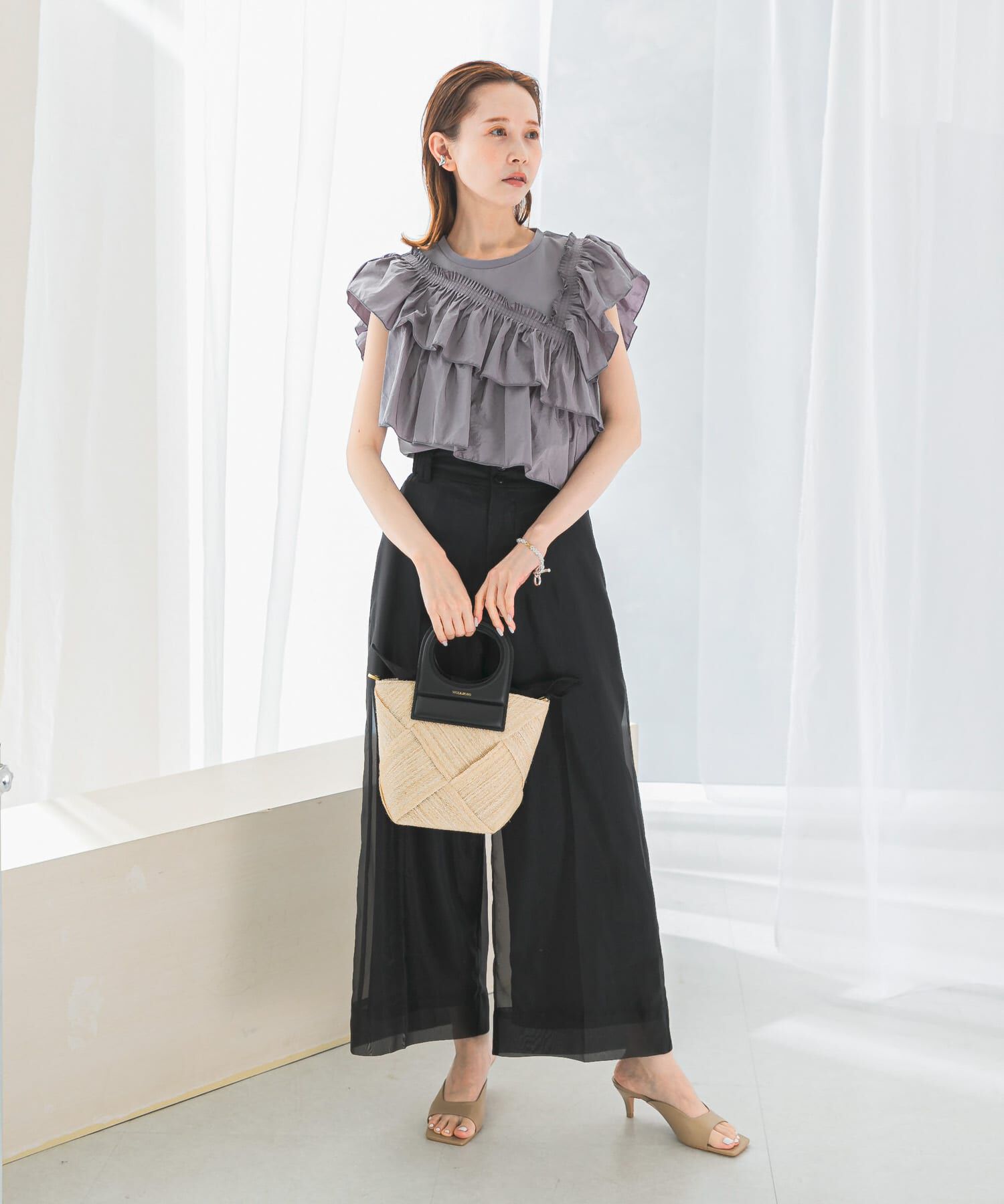 URBAN RESEARCH ROSSO「プリーツフリルデザインプルオーバー」|Tシャツ・カットソー|