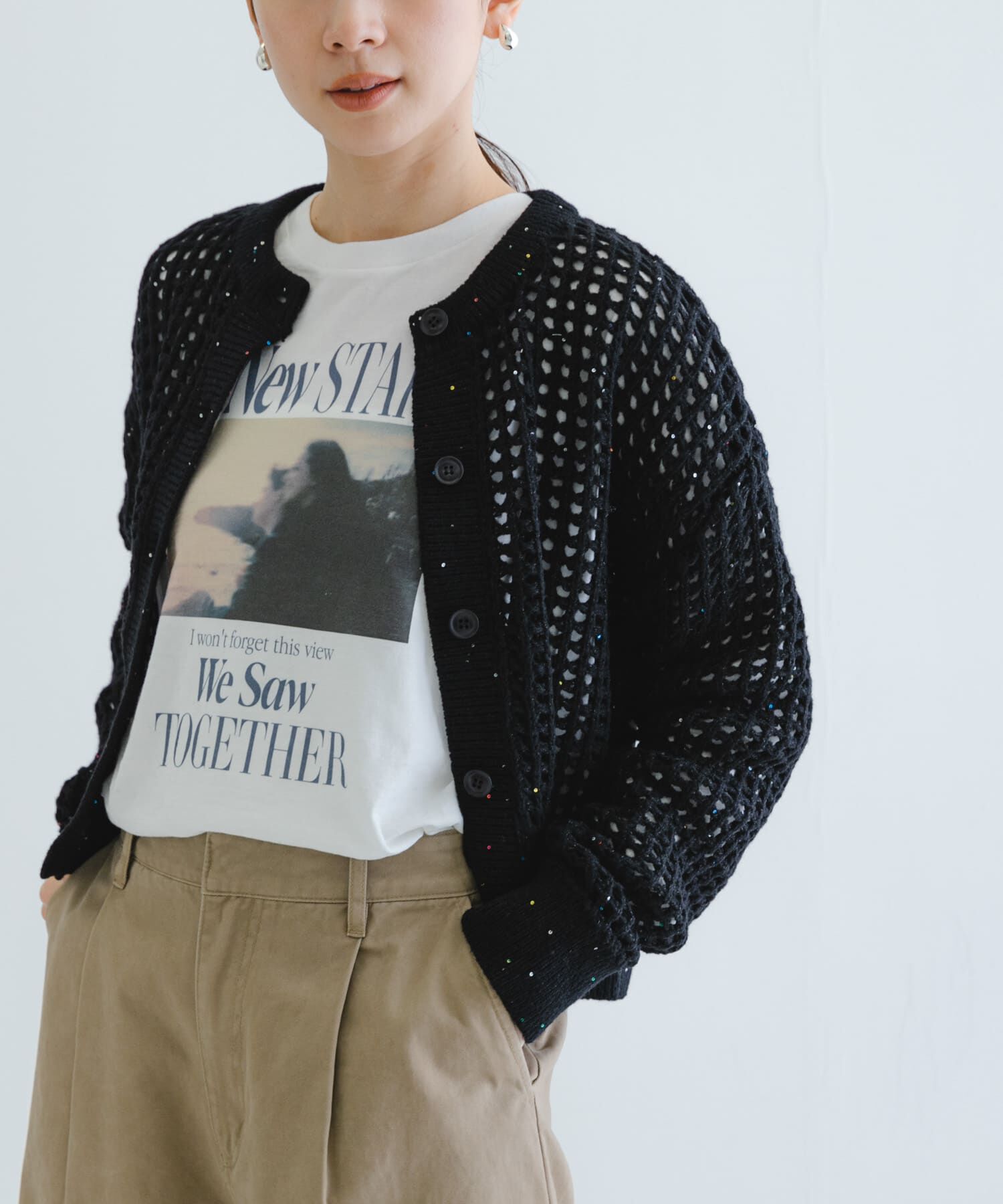 URBAN RESEARCH「スパンコールメッシュニットカーディガン」|カーディガン|
