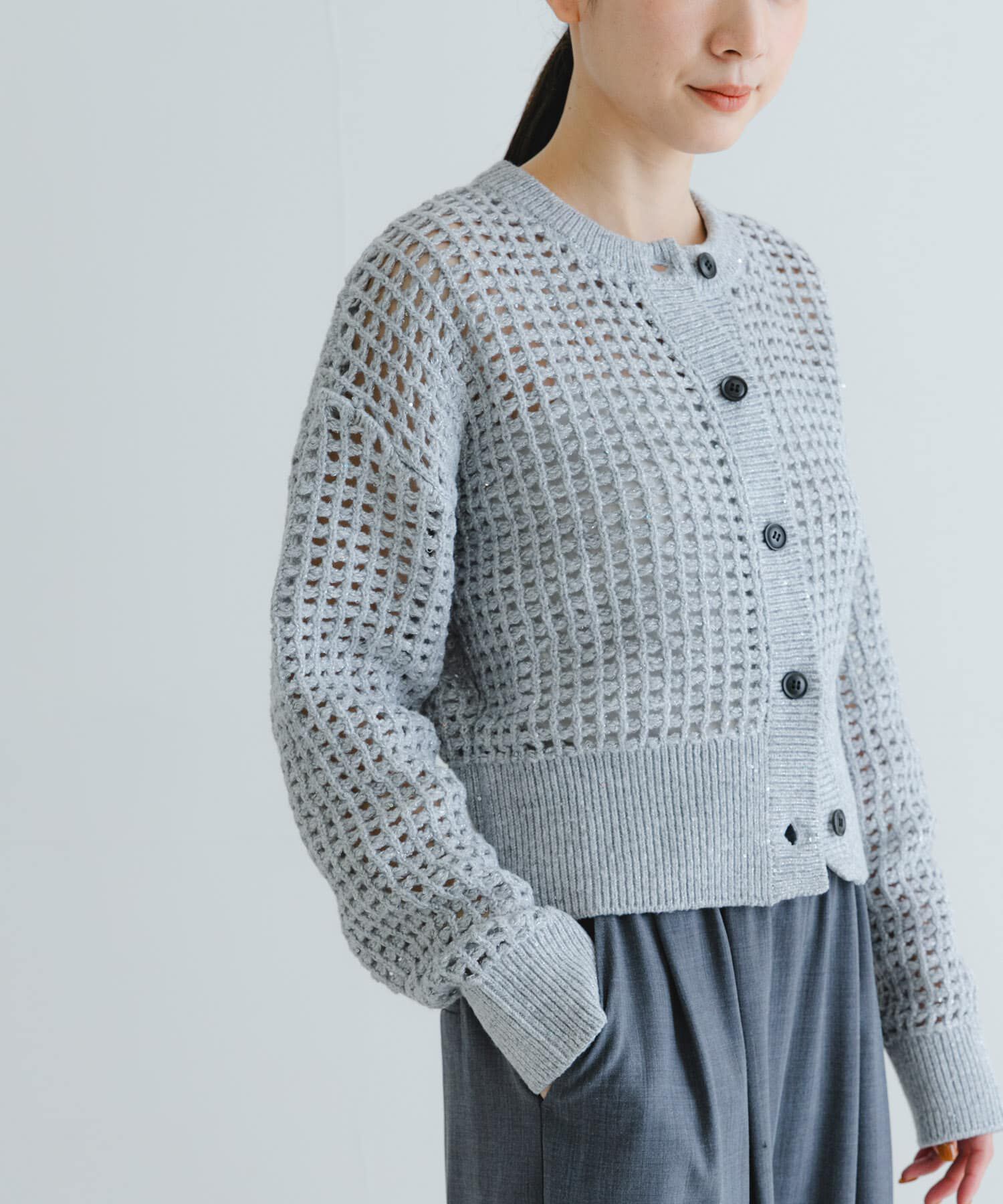 URBAN RESEARCH「スパンコールメッシュニットカーディガン」|カーディガン|