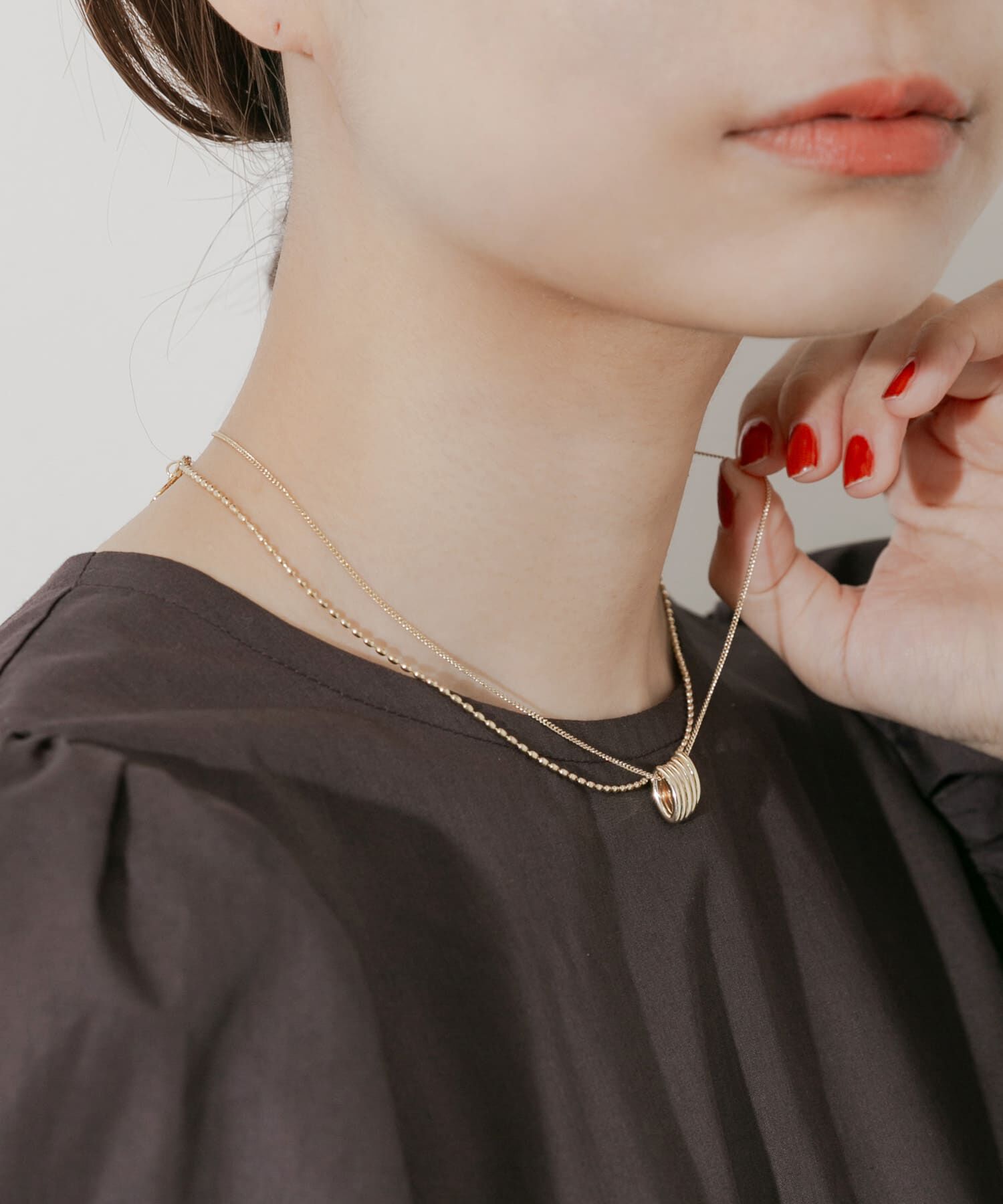 SMELLY「オーバルフープチャーム2セットネックレス」|ネックレス|