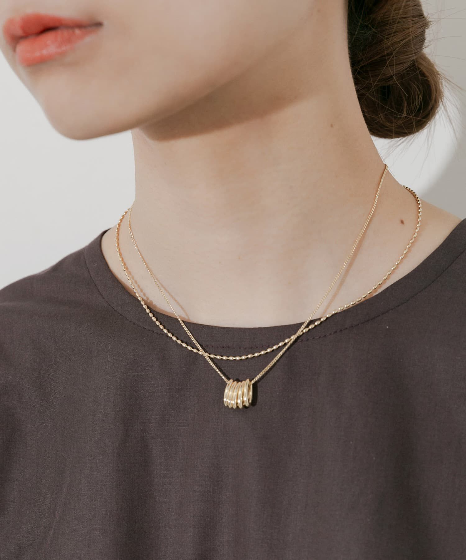 SMELLY「オーバルフープチャーム2セットネックレス」|ネックレス|