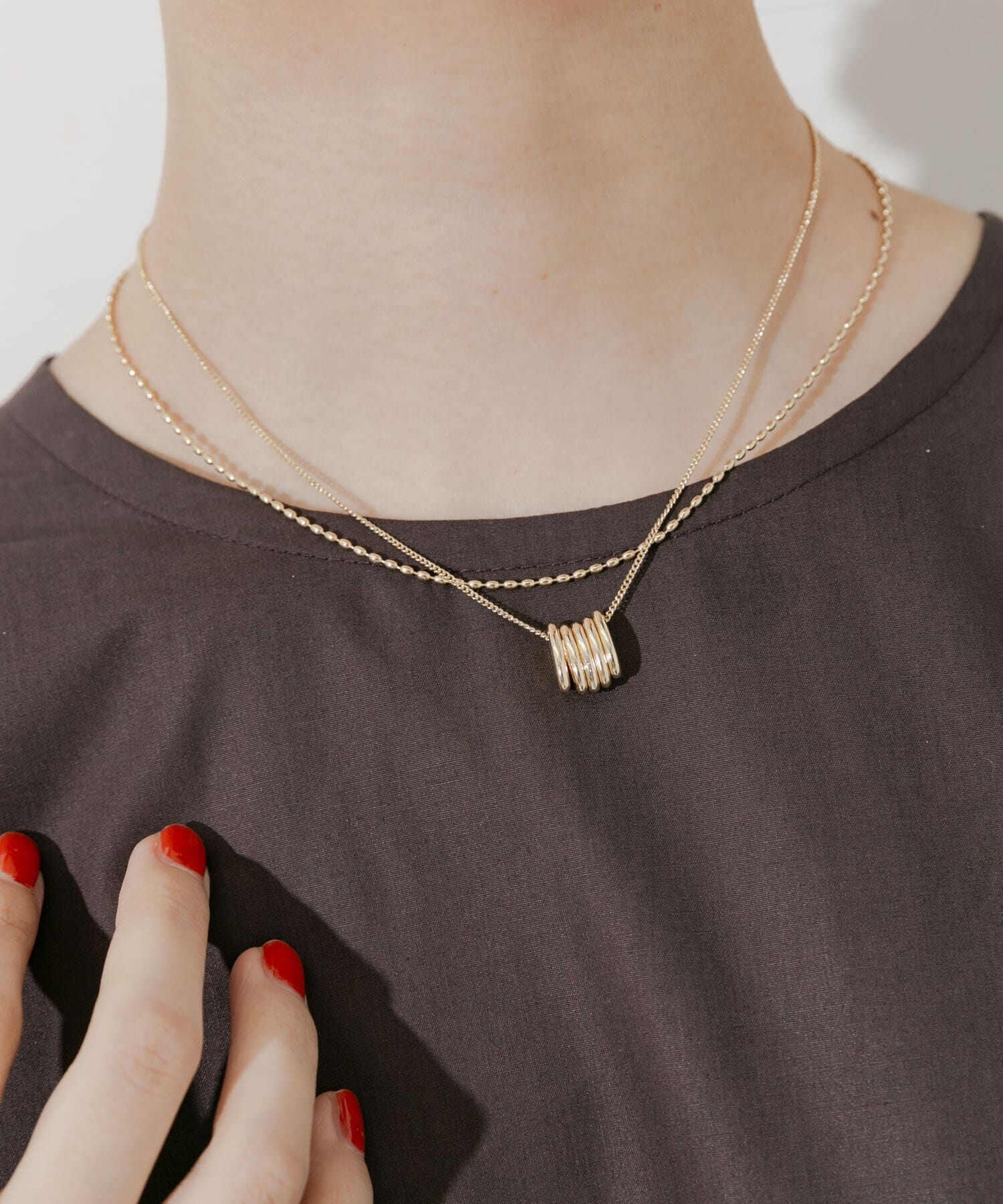 SMELLY「オーバルフープチャーム2セットネックレス」|ネックレス|