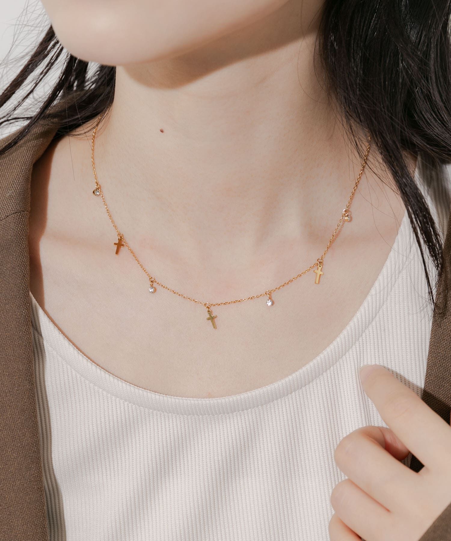 SMELLY「ステンレスクロスチャームネックレス」|ネックレス|