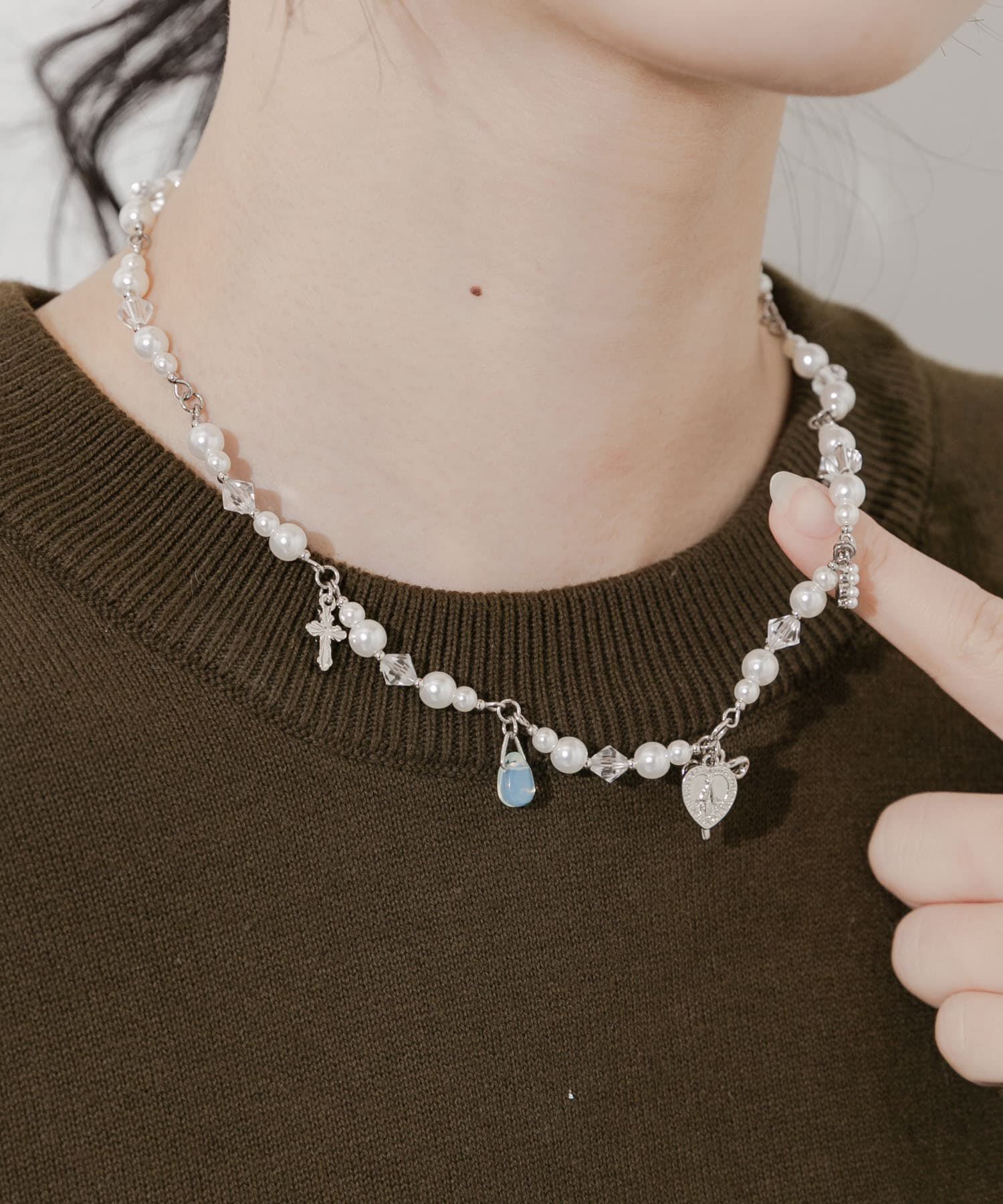 SMELLY「キラキラチャームパールネックレス」|ネックレス|