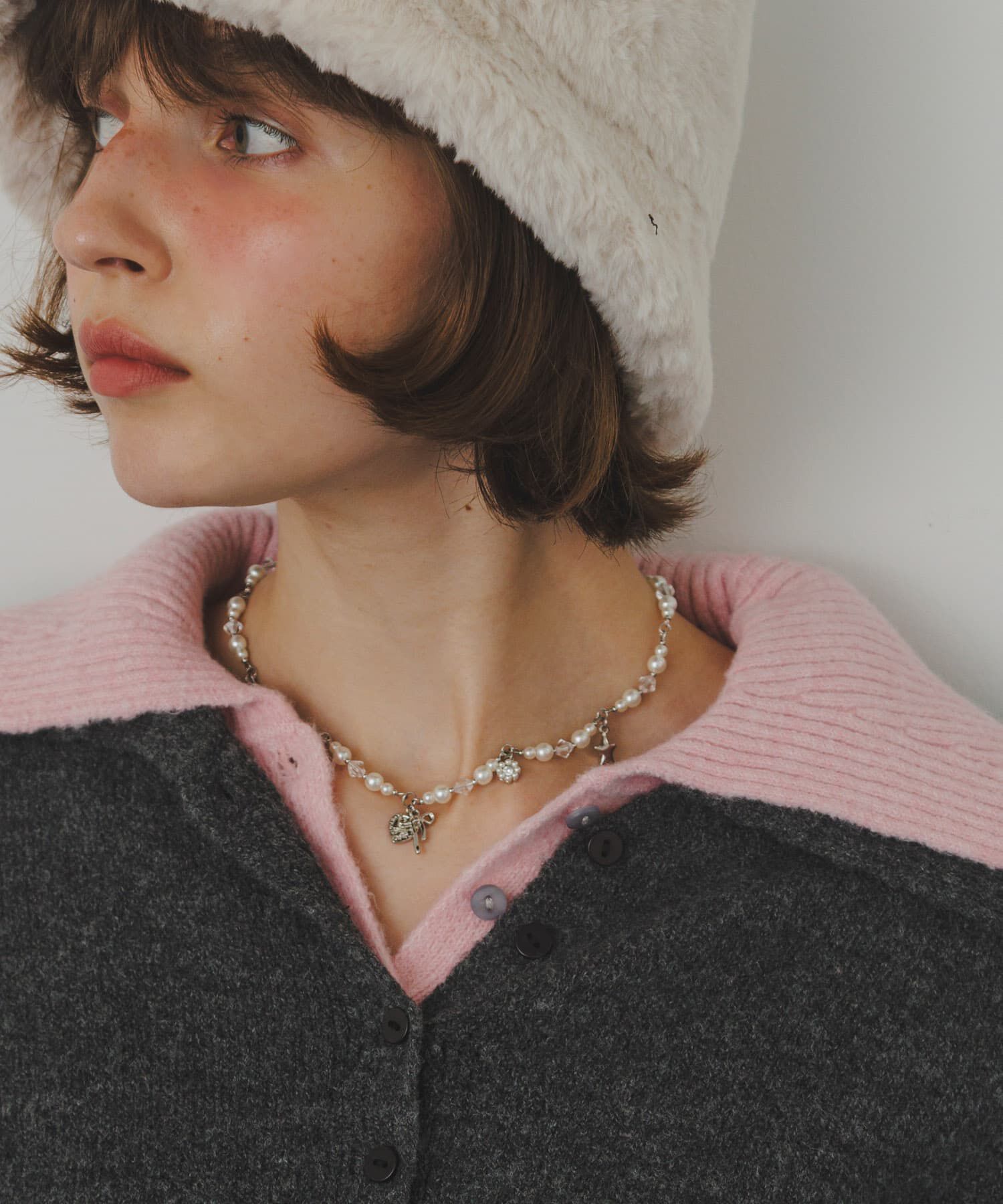 SMELLY「キラキラチャームパールネックレス」|ネックレス|