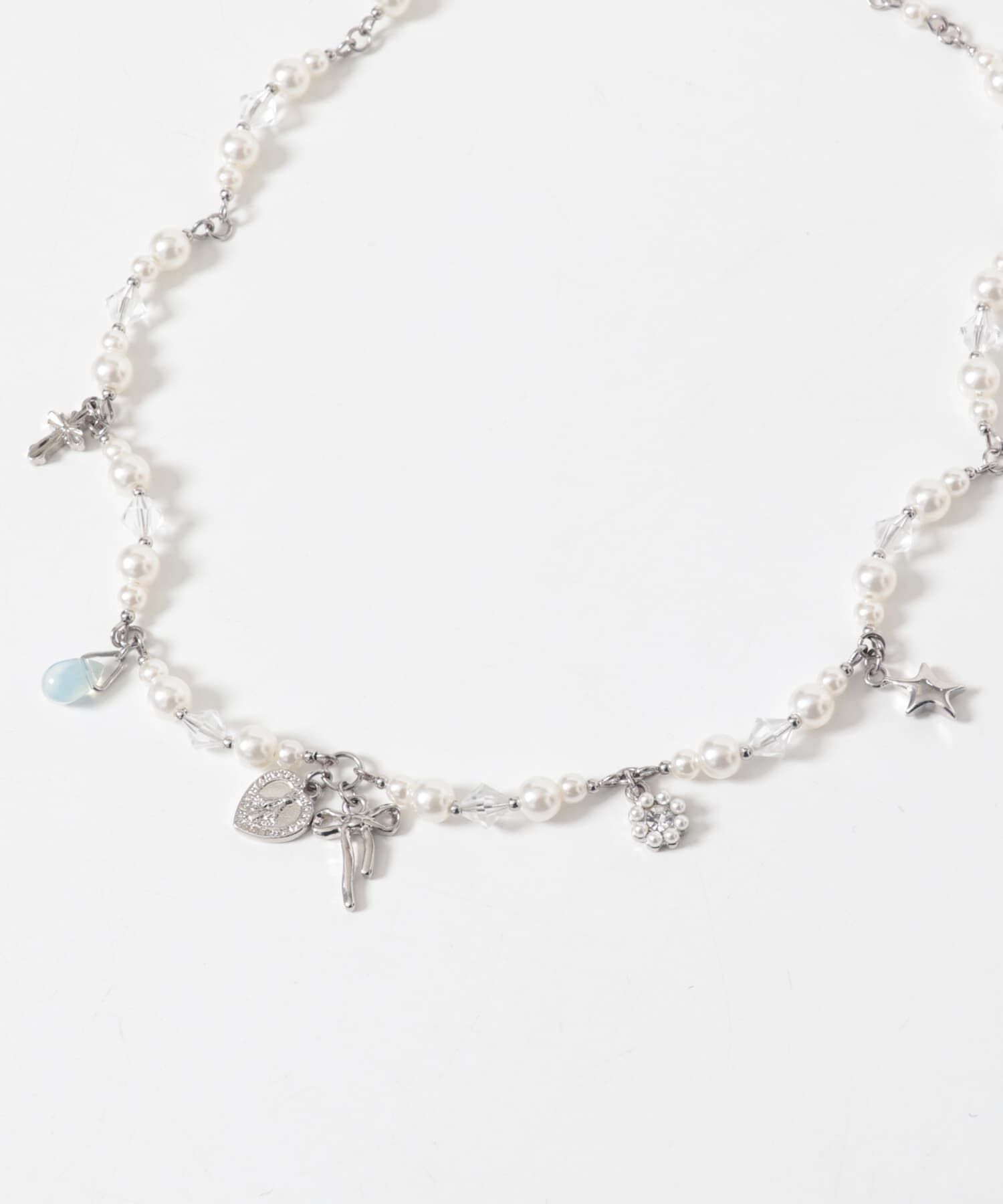 SMELLY「キラキラチャームパールネックレス」|ネックレス|