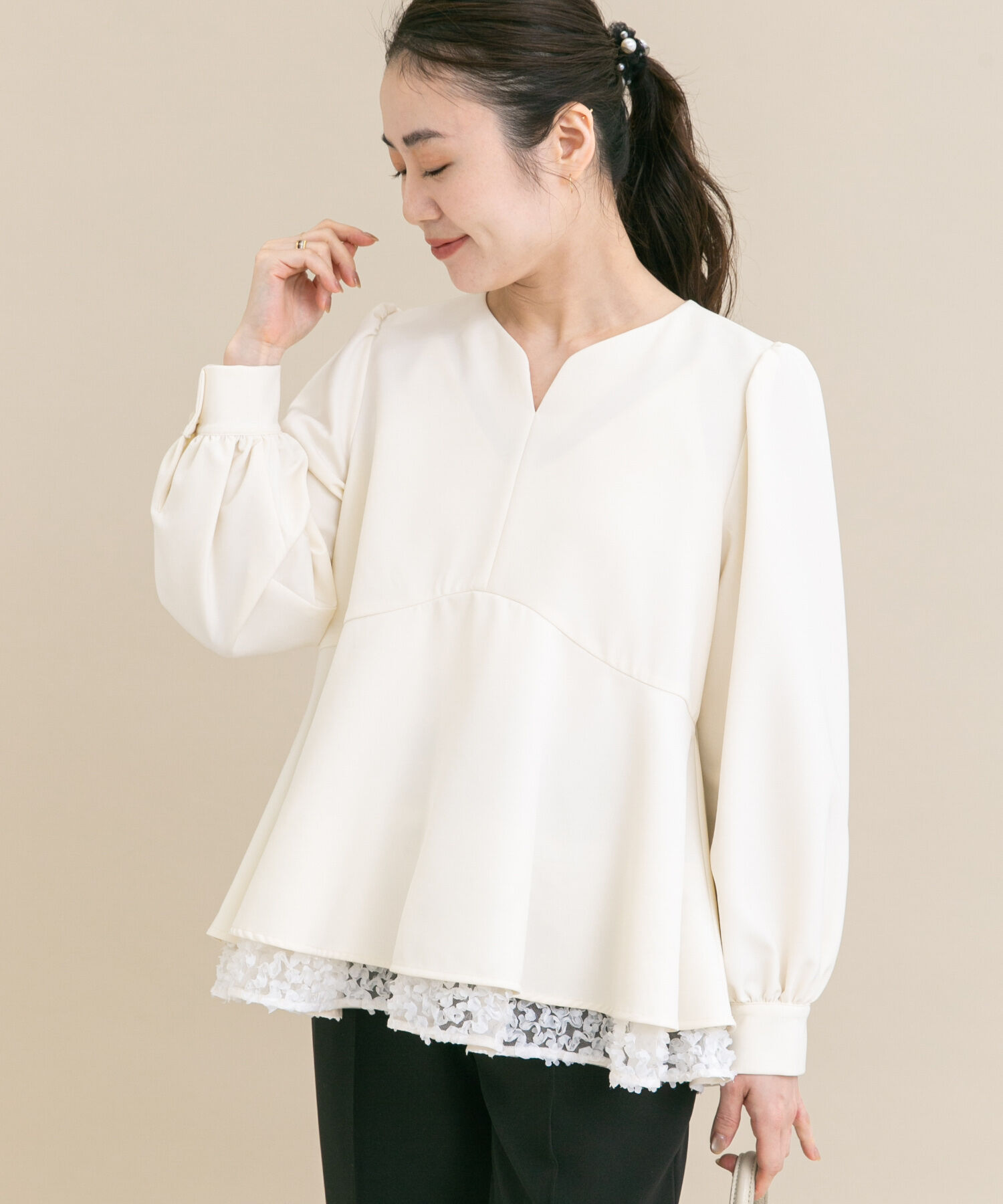 URBAN RESEARCH ROSSO「『WEB限定』レイヤードペプラムブラウス」|シャツ・ブラウス|