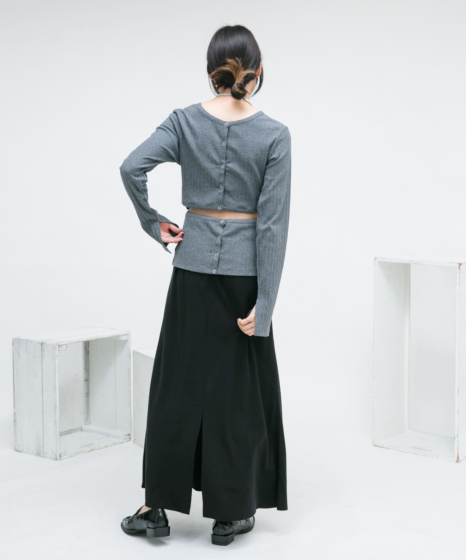  「カットアウトリブカットソー」|Tシャツ・カットソー|