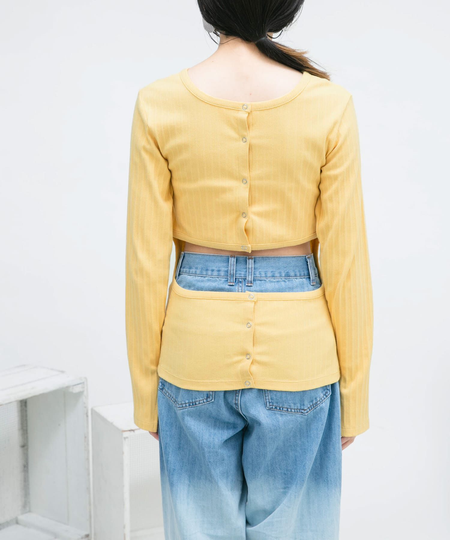  「カットアウトリブカットソー」|Tシャツ・カットソー|