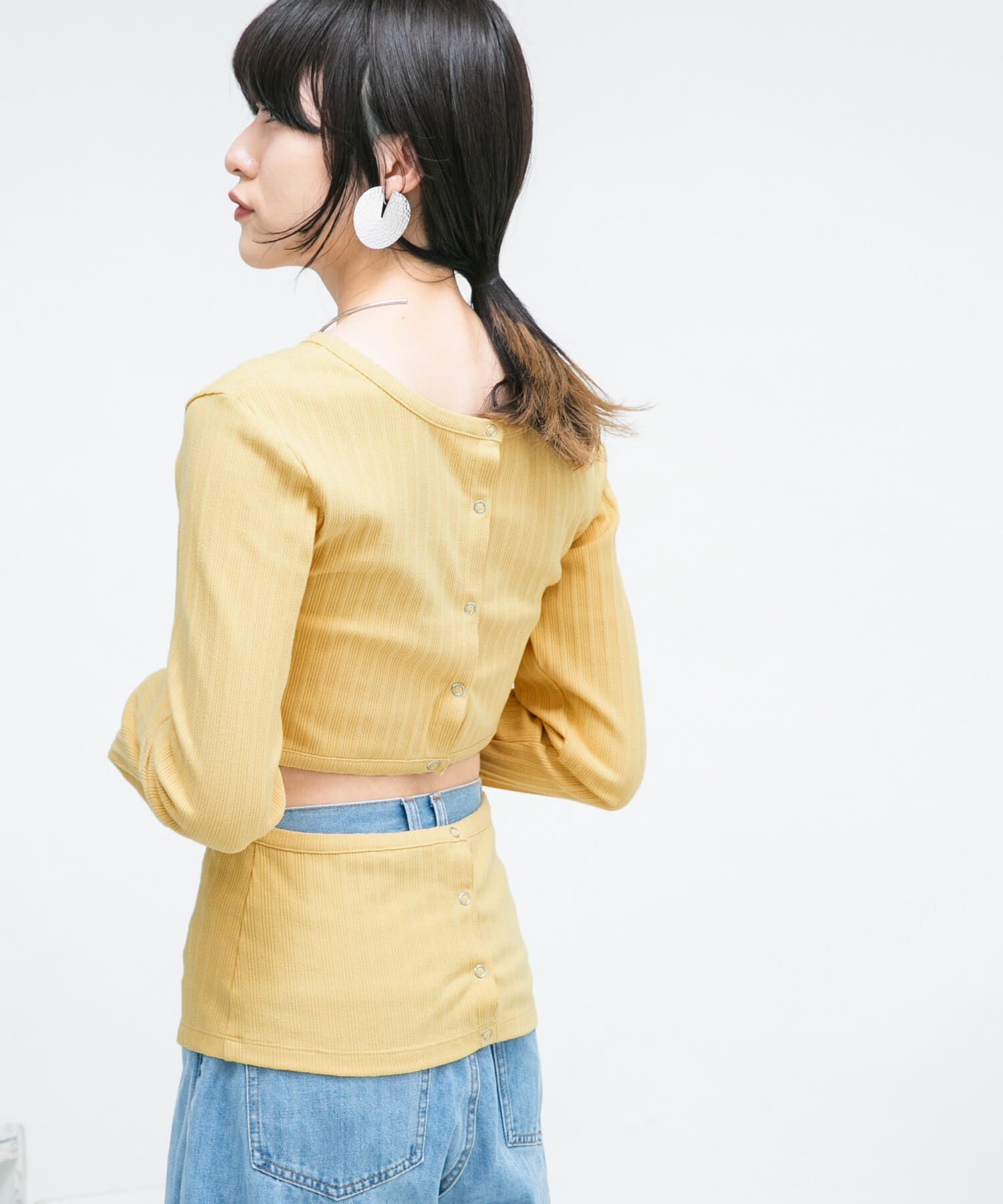  「カットアウトリブカットソー」|Tシャツ・カットソー|