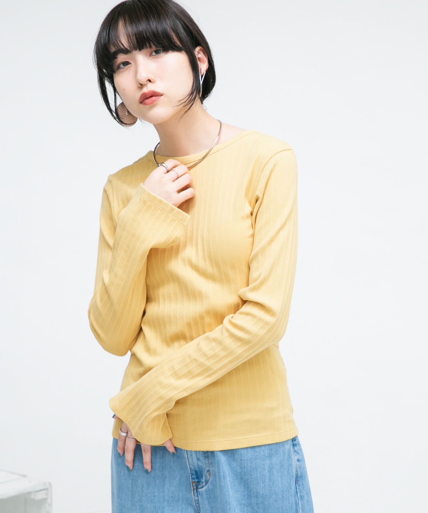  「カットアウトリブカットソー」|Tシャツ・カットソー|