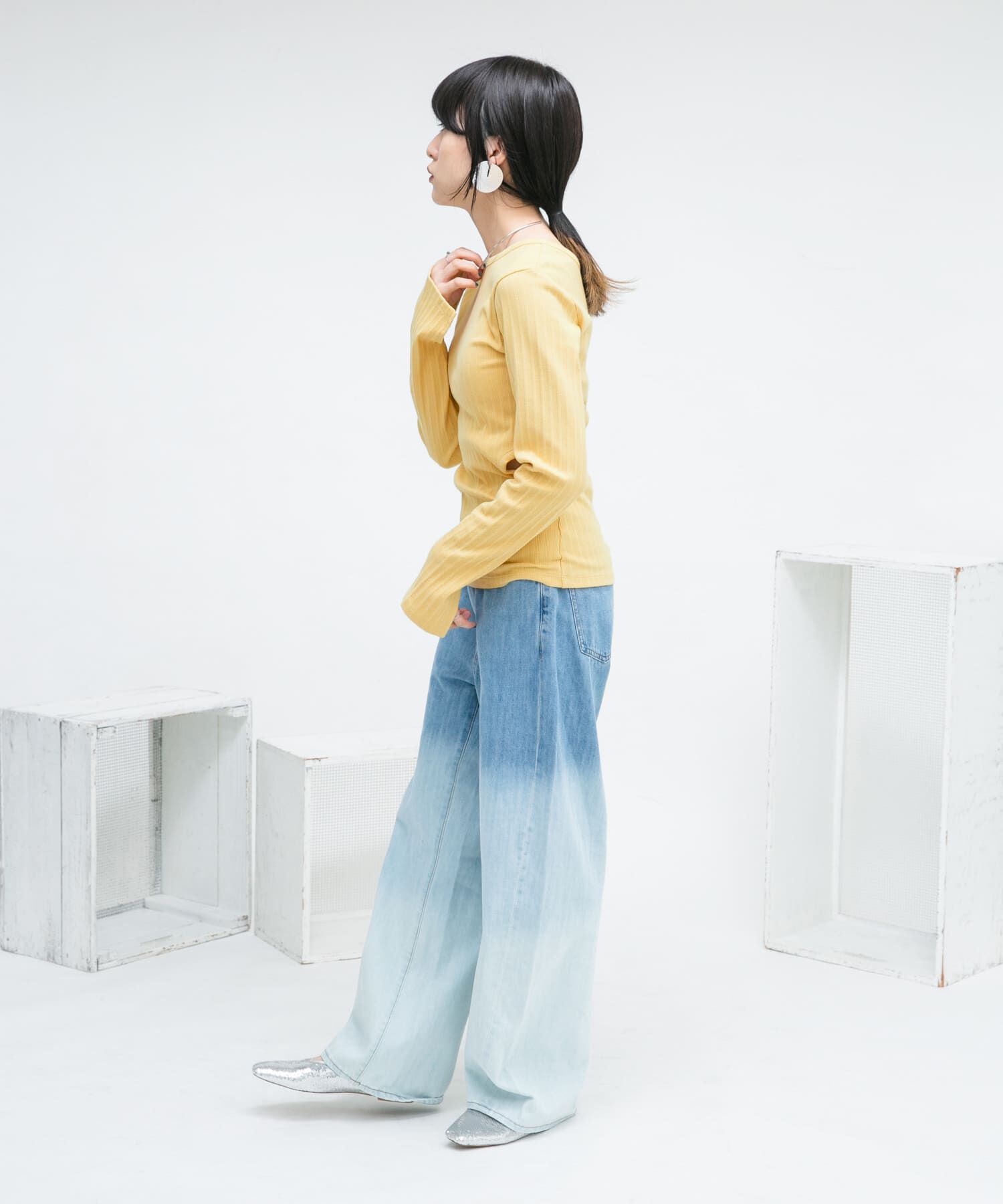  「カットアウトリブカットソー」|Tシャツ・カットソー|