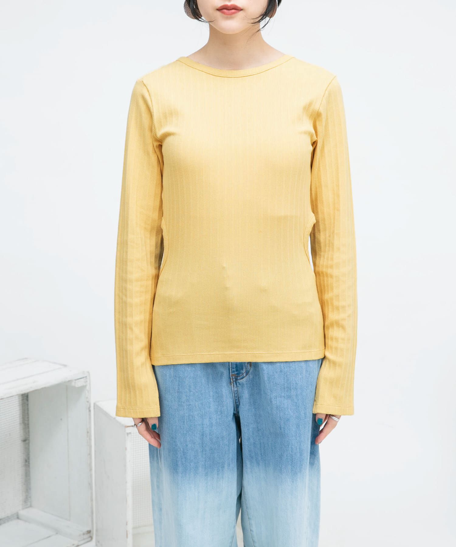  「カットアウトリブカットソー」|Tシャツ・カットソー|