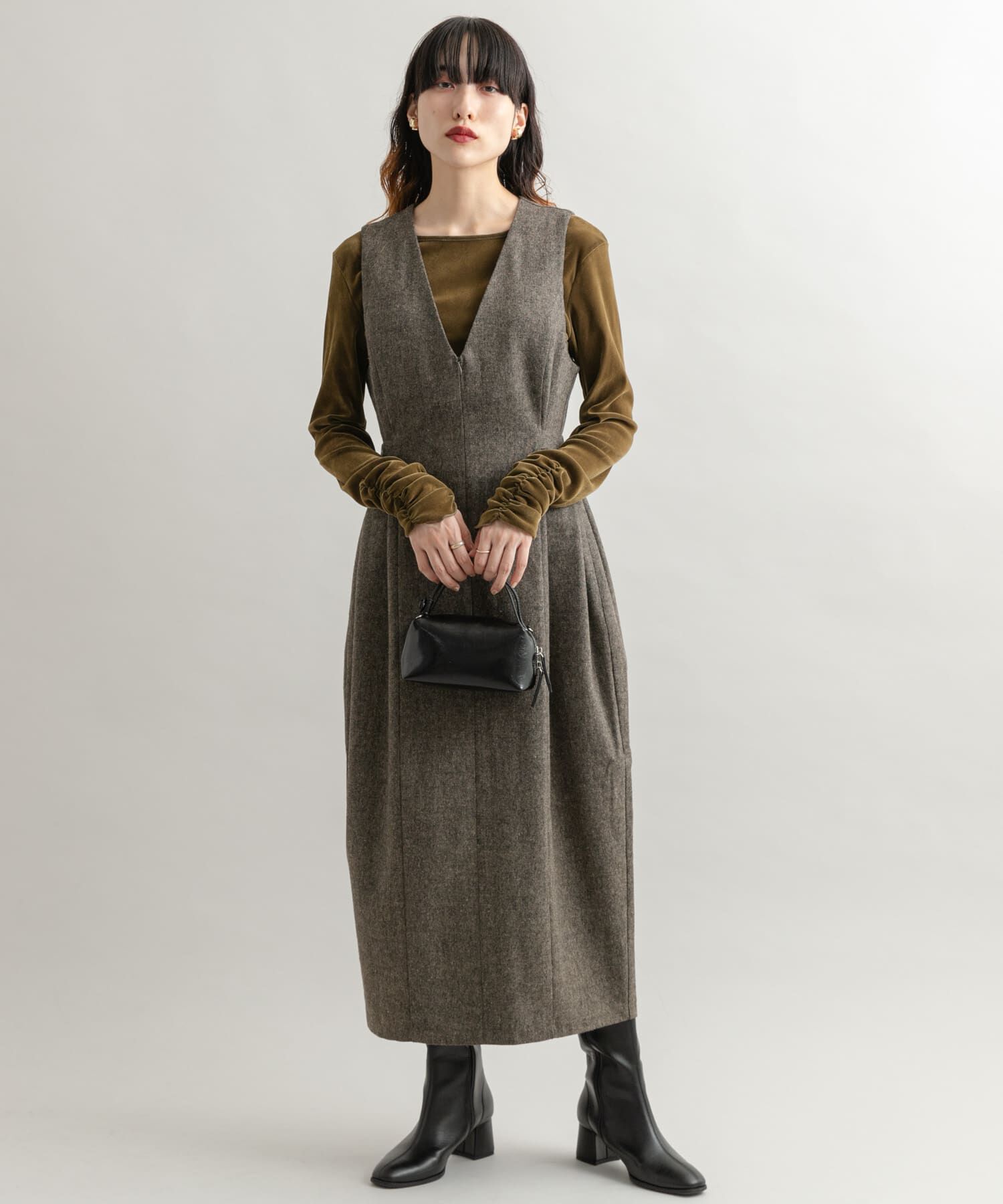  「『2サイズ展開』ツイードジャンパースカート」|ワンピース|