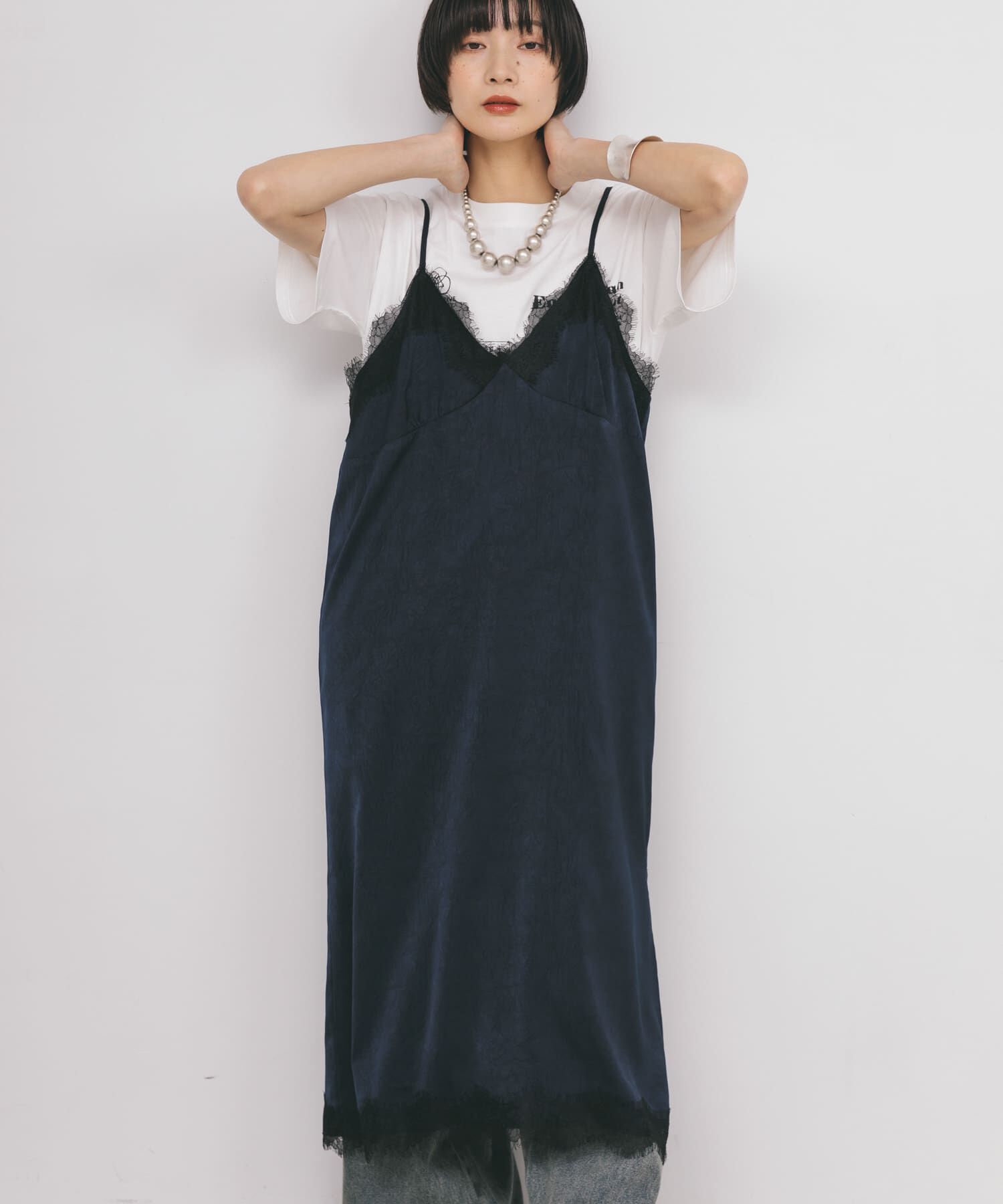  「レーストリムキャミワンピース」|ワンピース|