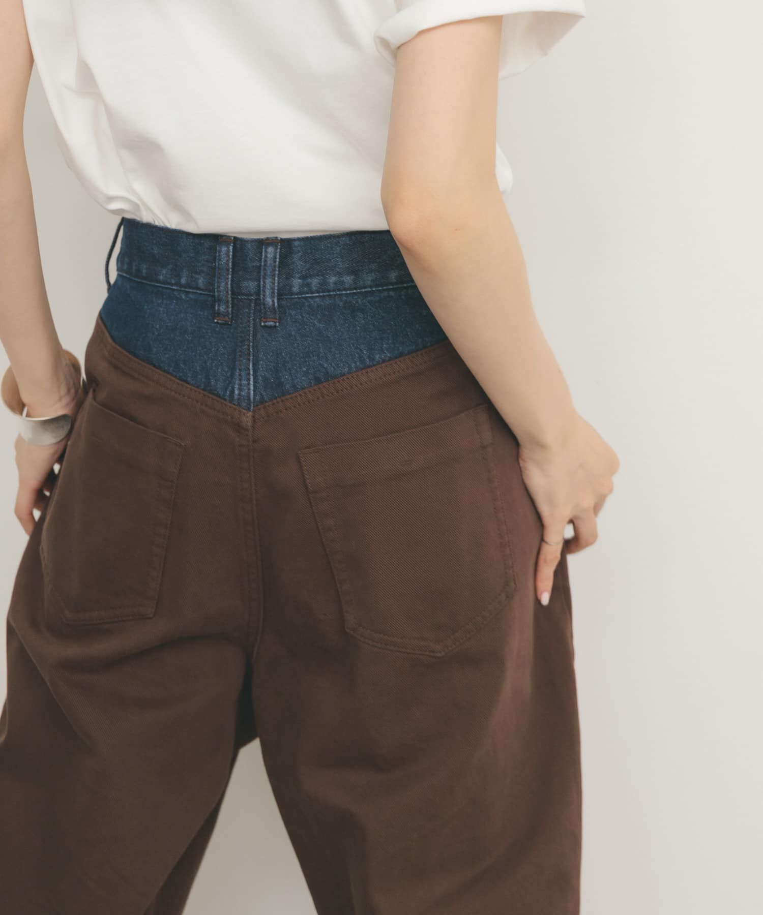  「『2サイズ展開』バイカラーコクーンパンツ」|その他|ブラウン系その他