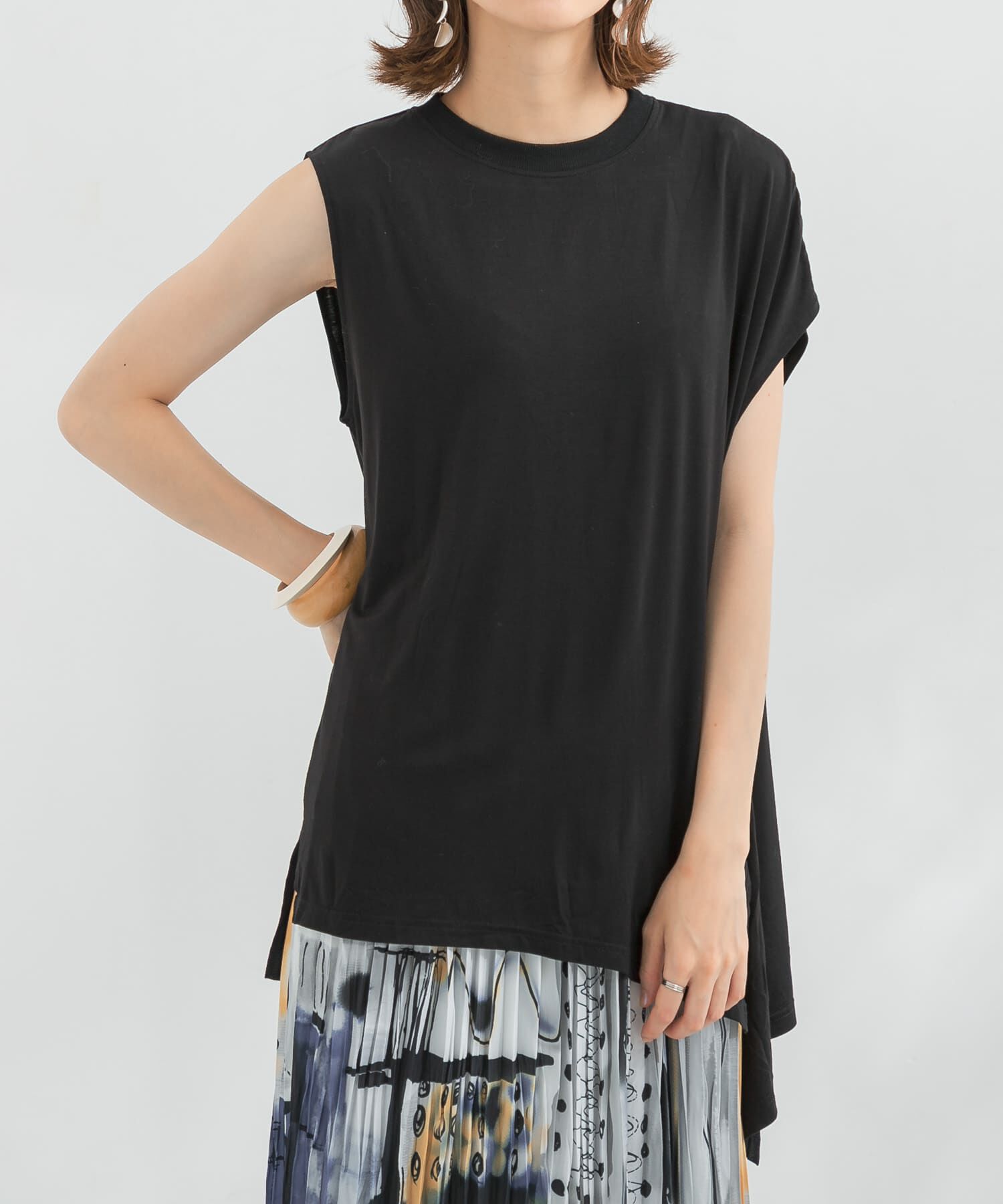  「アシンメトリーレーヨンカットソー」|Tシャツ・カットソー|