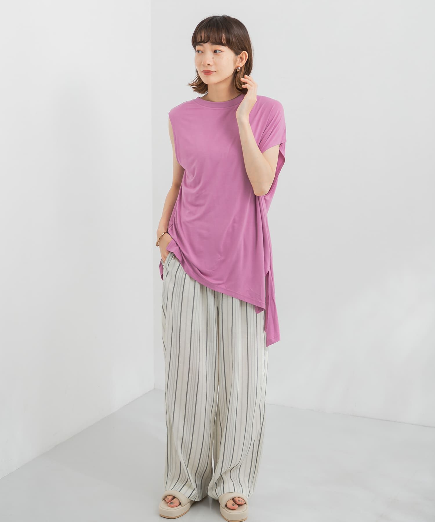  「アシンメトリーレーヨンカットソー」|Tシャツ・カットソー|