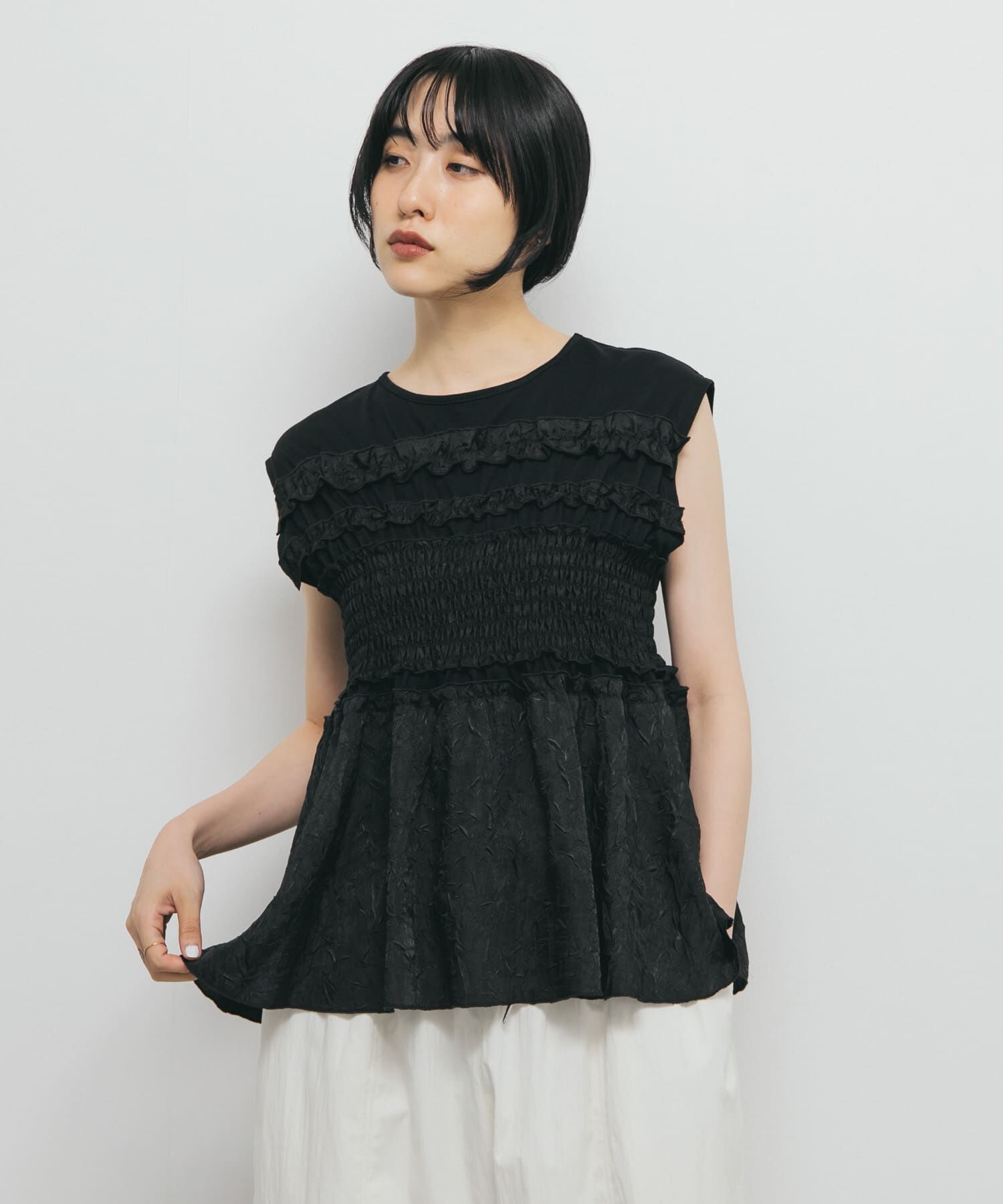  「フリルドッキングカットソー」|Tシャツ・カットソー|