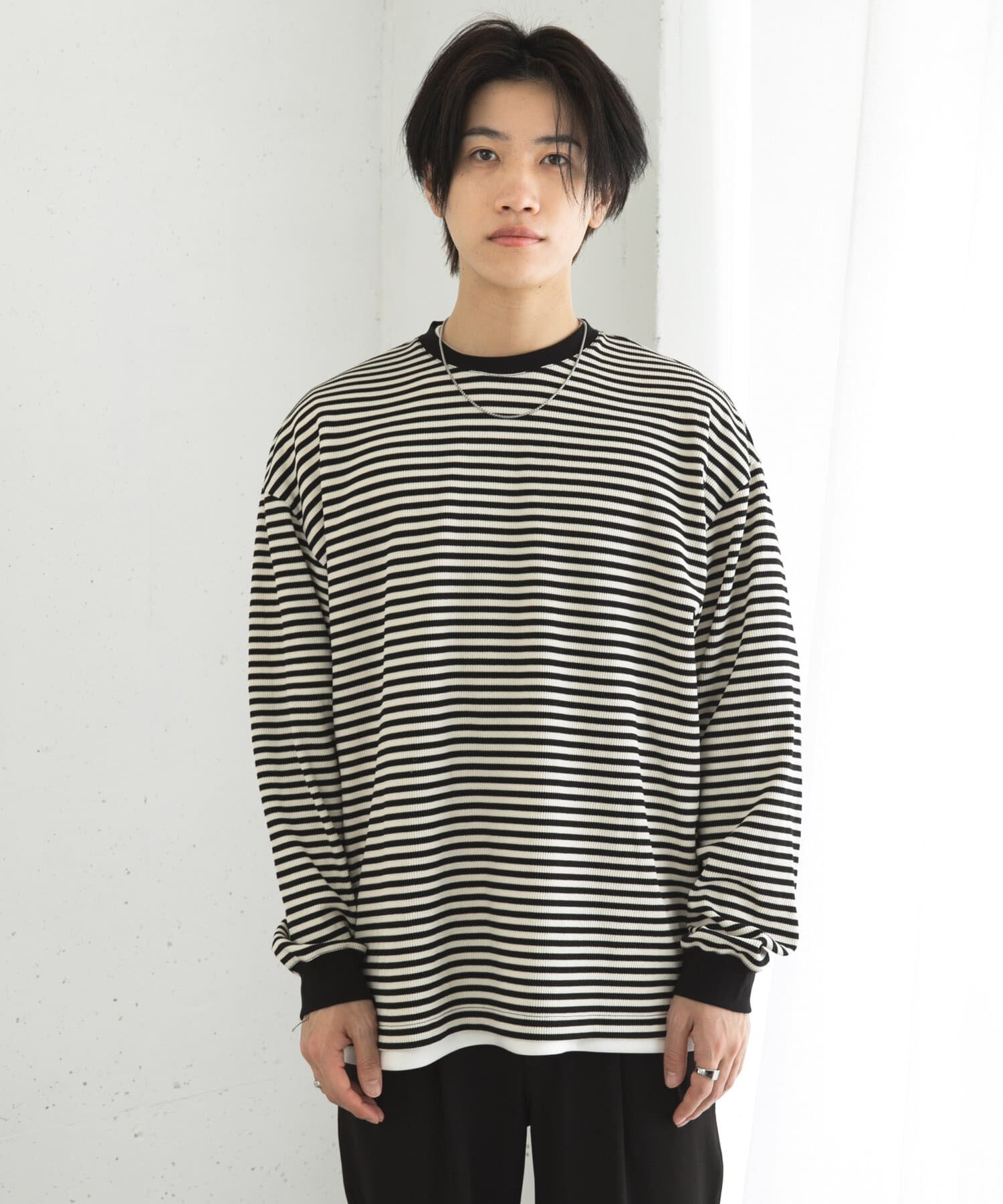 SENSE OF PLACE by URBAN RESEARCH「ワッフルボーダーロングTシャツ」|Tシャツ・カットソー|