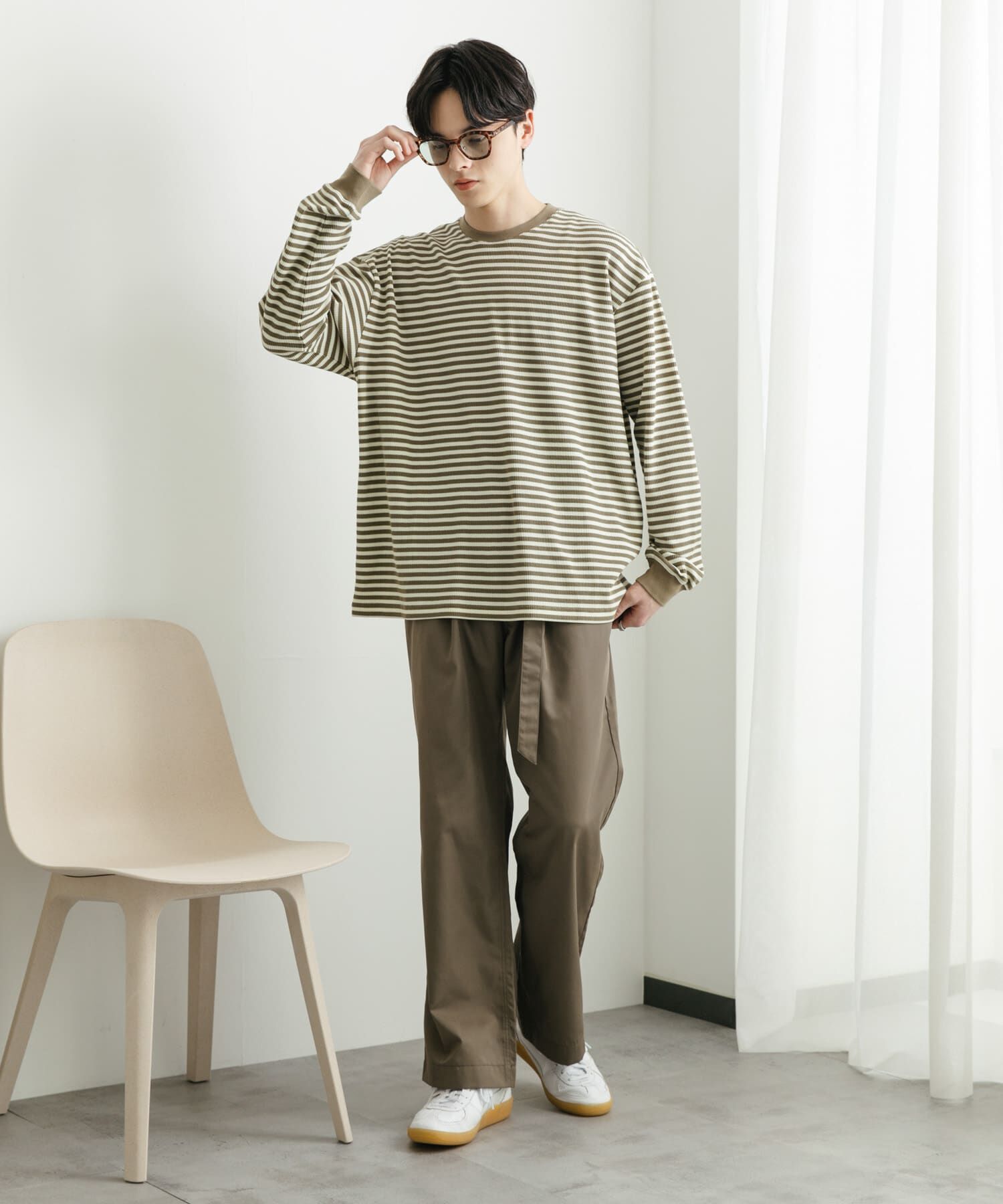 SENSE OF PLACE by URBAN RESEARCH「ワッフルボーダーロングTシャツ」|Tシャツ・カットソー|