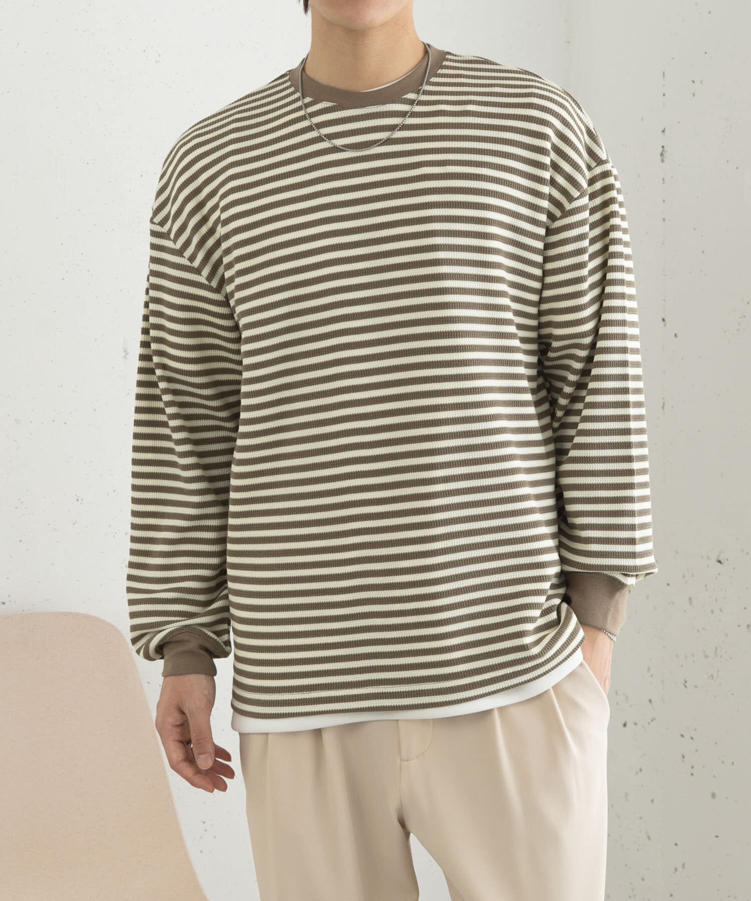 SENSE OF PLACE by URBAN RESEARCH「ワッフルボーダーロングTシャツ」|Tシャツ・カットソー|
