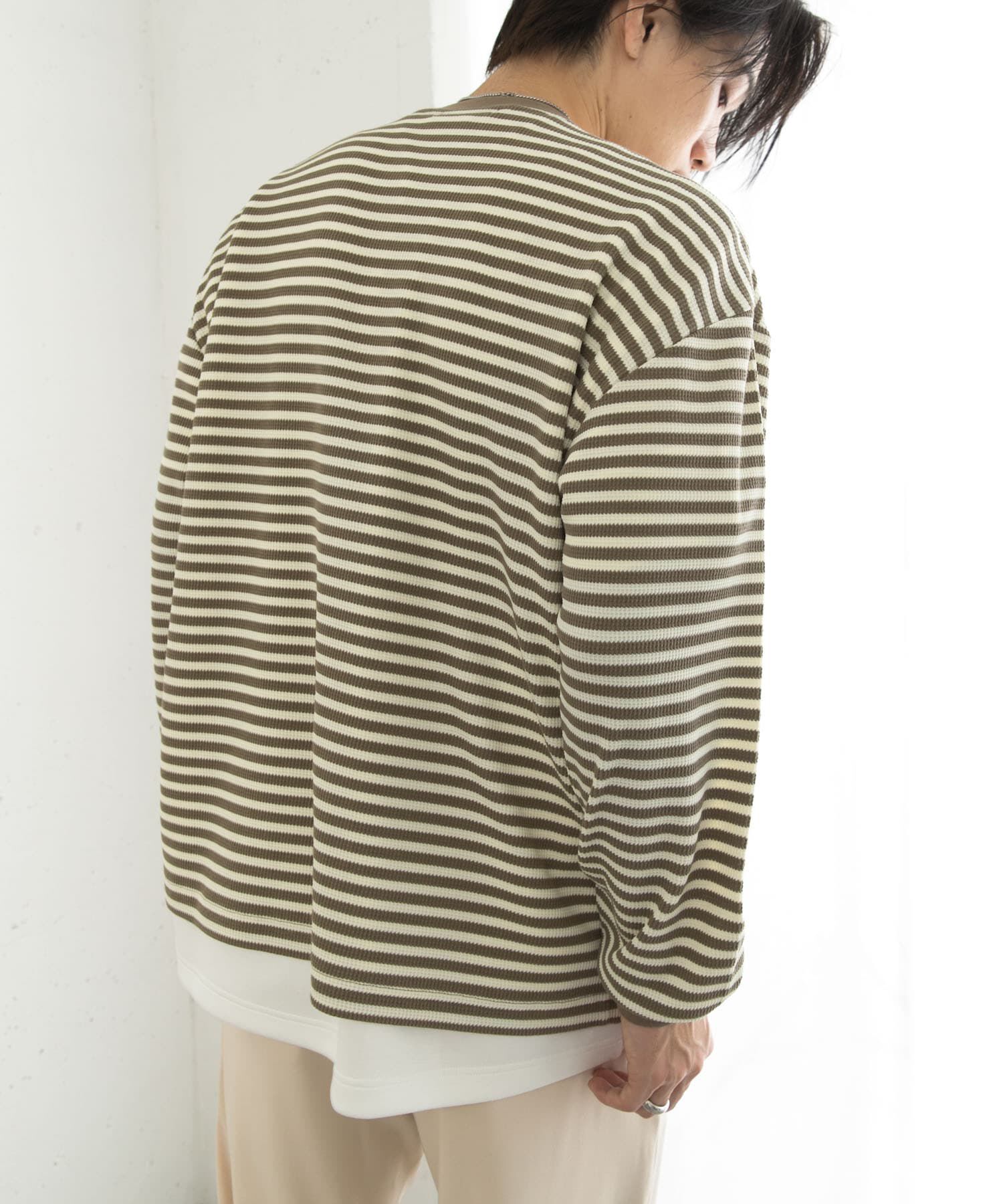 SENSE OF PLACE by URBAN RESEARCH「ワッフルボーダーロングTシャツ」|Tシャツ・カットソー|