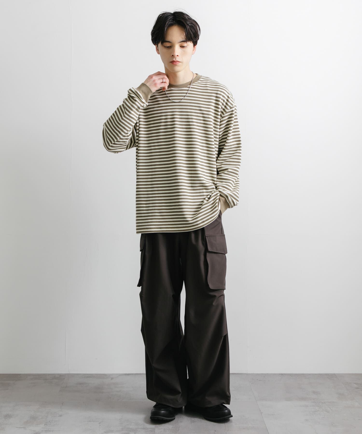 SENSE OF PLACE by URBAN RESEARCH「ワッフルボーダーロングTシャツ」|Tシャツ・カットソー|