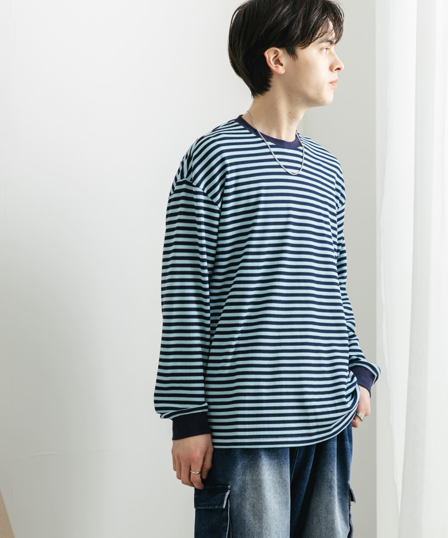SENSE OF PLACE by URBAN RESEARCH「ワッフルボーダーロングTシャツ」|Tシャツ・カットソー|