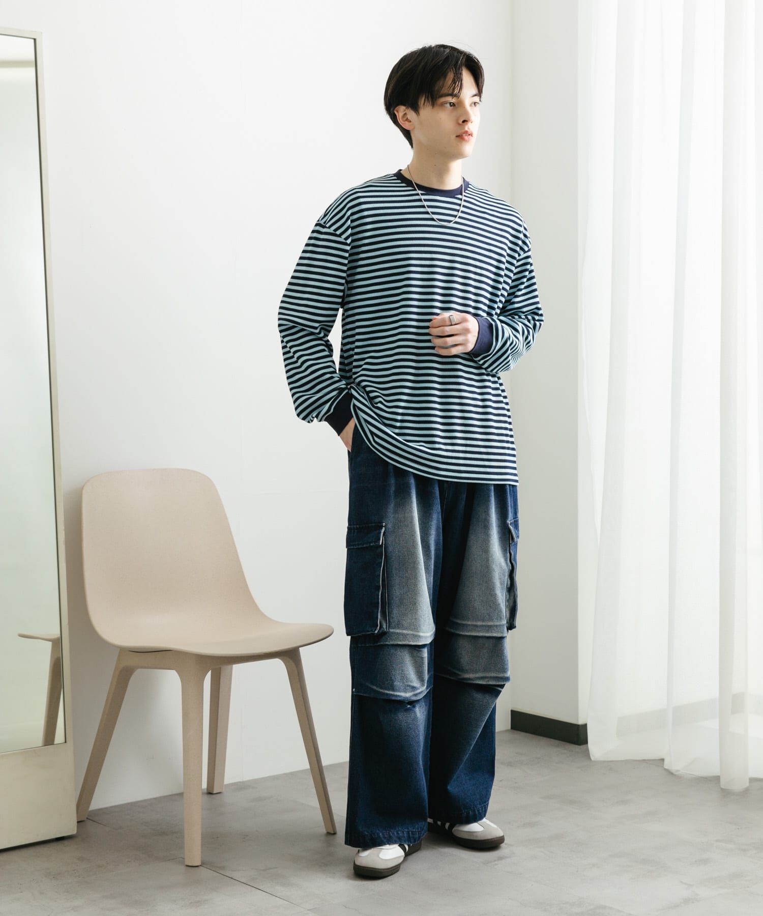 SENSE OF PLACE by URBAN RESEARCH「ワッフルボーダーロングTシャツ」|Tシャツ・カットソー|