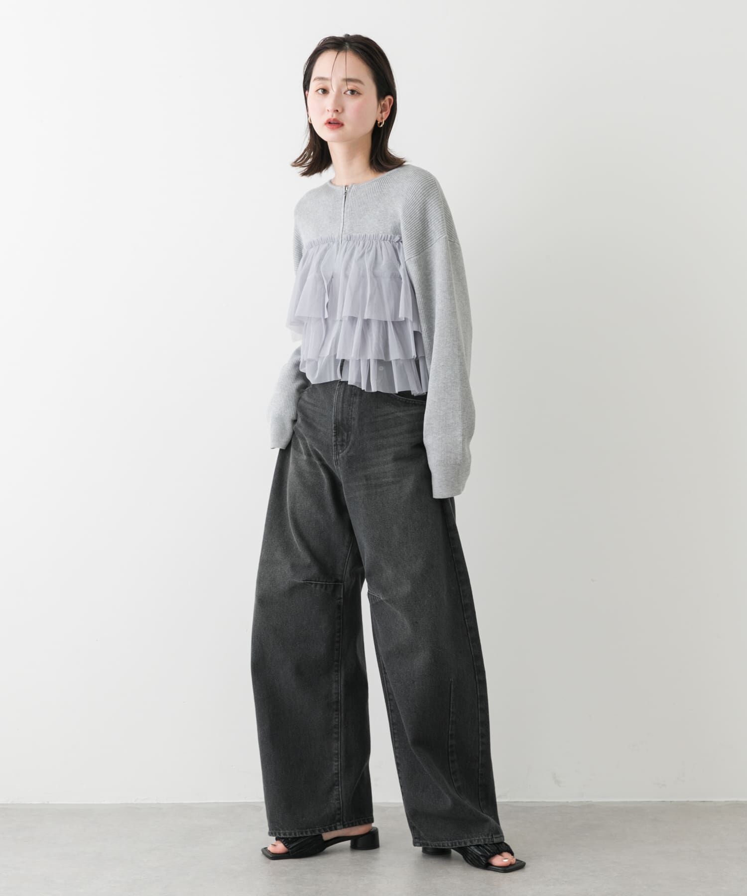 SENSE OF PLACE by URBAN RESEARCH「ダブルジップフリルニットカーディガン」|カーディガン|