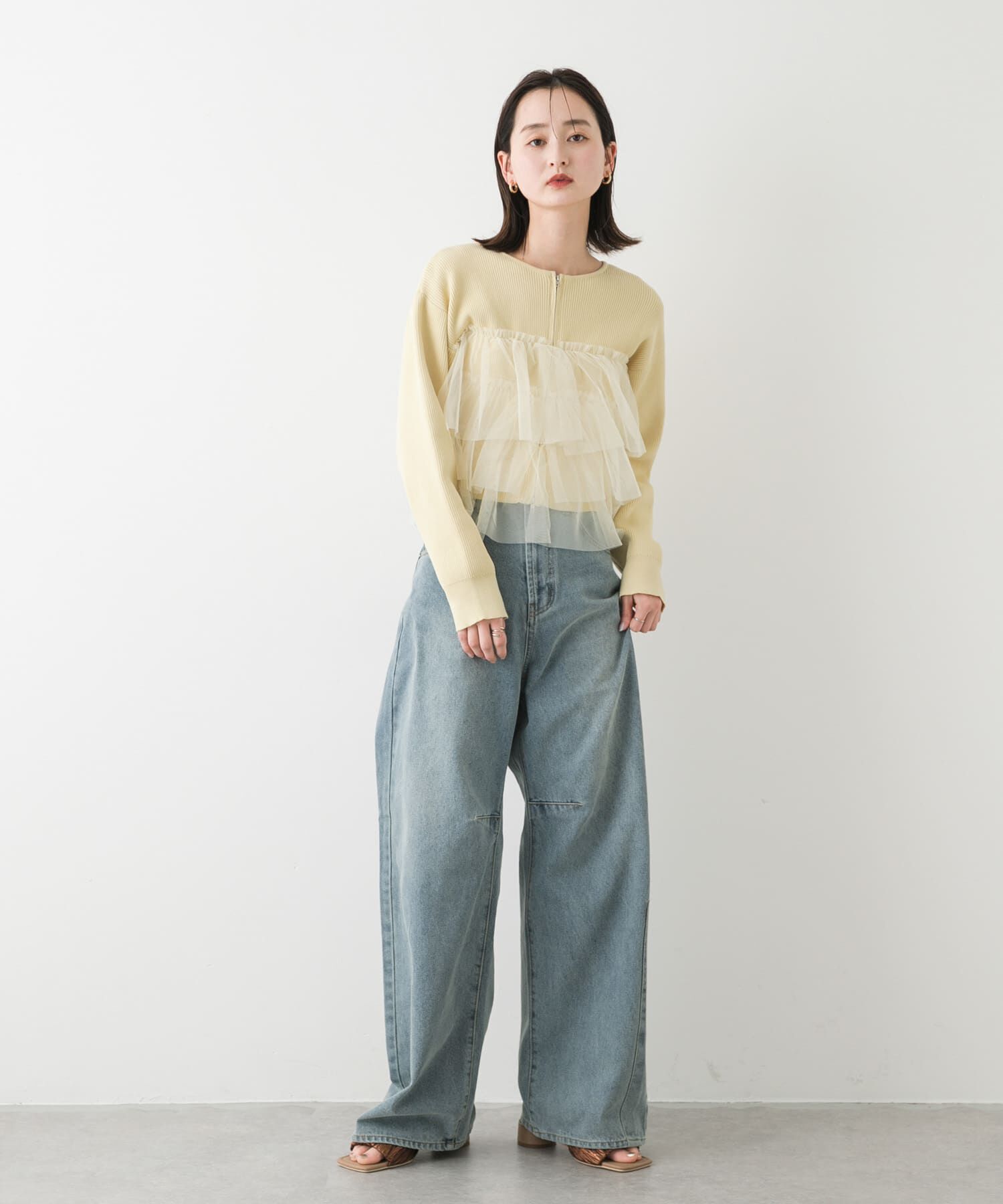 SENSE OF PLACE by URBAN RESEARCH「ダブルジップフリルニットカーディガン」|カーディガン|