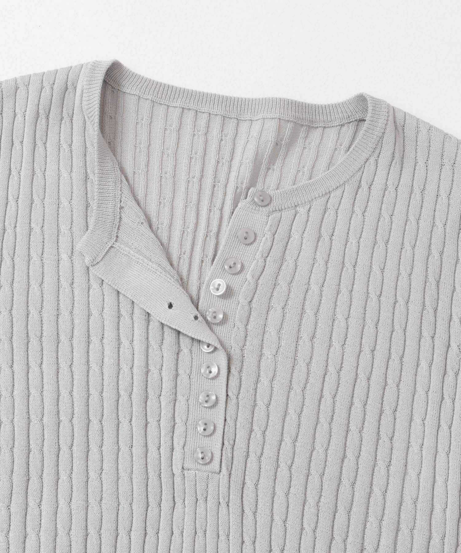 SENSE OF PLACE by URBAN RESEARCH「ヘンリーネックミニケーブルセーター(半袖)」|ニット・セーター|