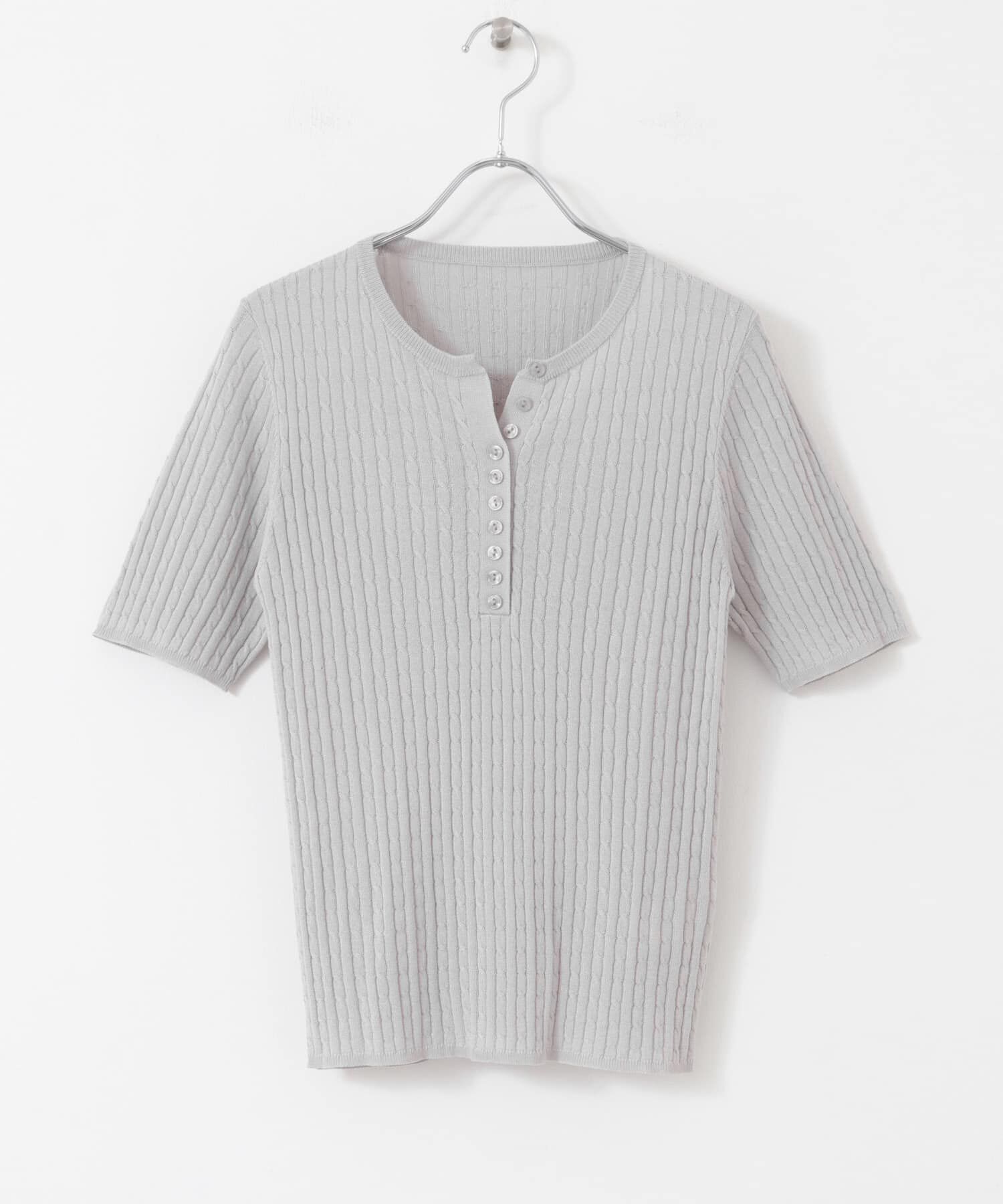 SENSE OF PLACE by URBAN RESEARCH「ヘンリーネックミニケーブルセーター(半袖)」|ニット・セーター|