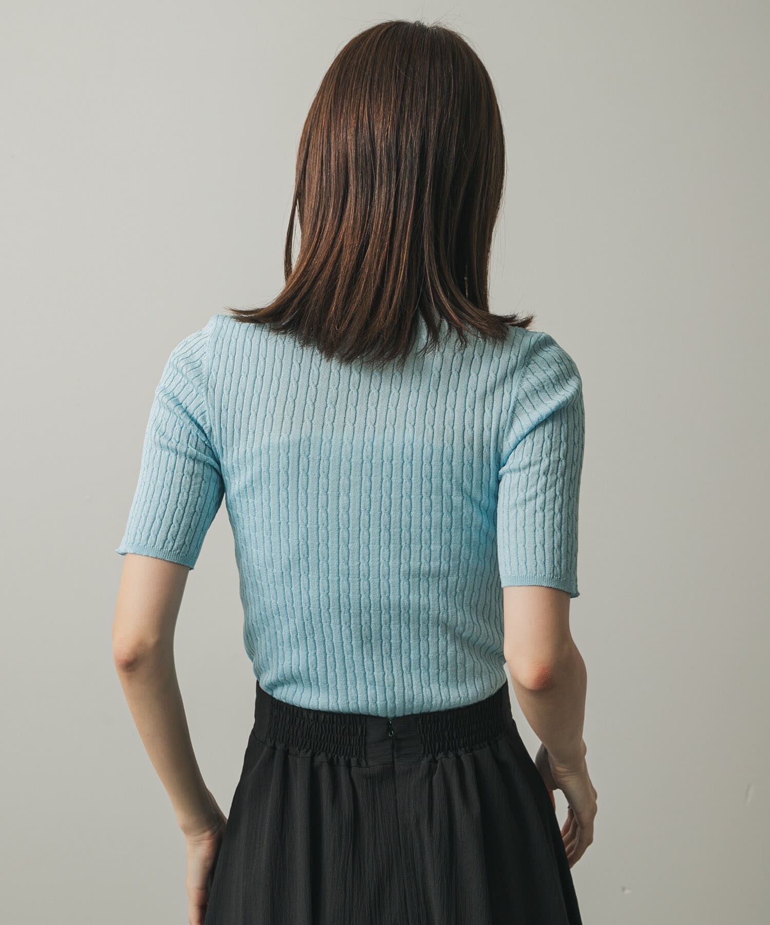 SENSE OF PLACE by URBAN RESEARCH「ヘンリーネックミニケーブルセーター(半袖)」|ニット・セーター|