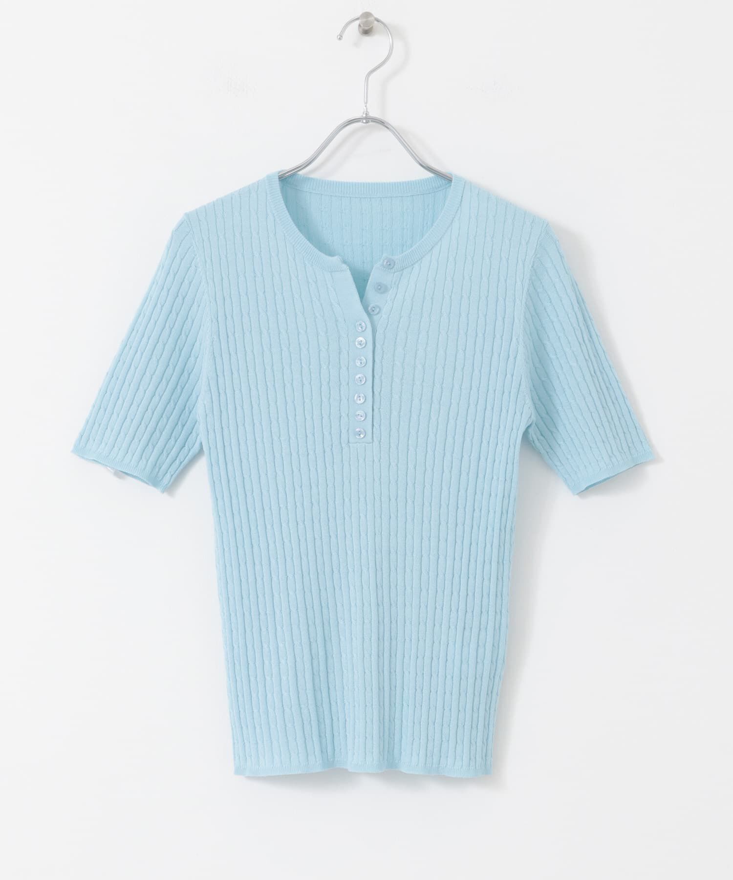 SENSE OF PLACE by URBAN RESEARCH「ヘンリーネックミニケーブルセーター(半袖)」|ニット・セーター|