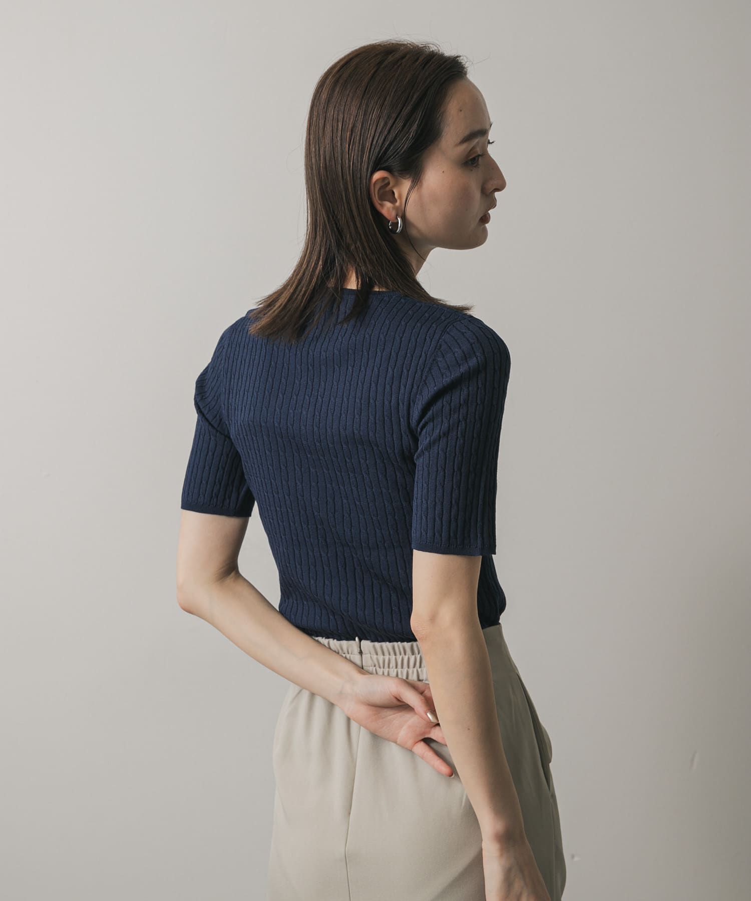 SENSE OF PLACE by URBAN RESEARCH「ヘンリーネックミニケーブルセーター(半袖)」|ニット・セーター|