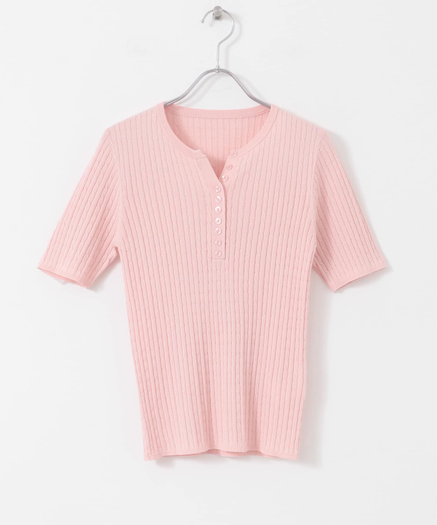 SENSE OF PLACE by URBAN RESEARCH「ヘンリーネックミニケーブルセーター(半袖)」|ニット・セーター|