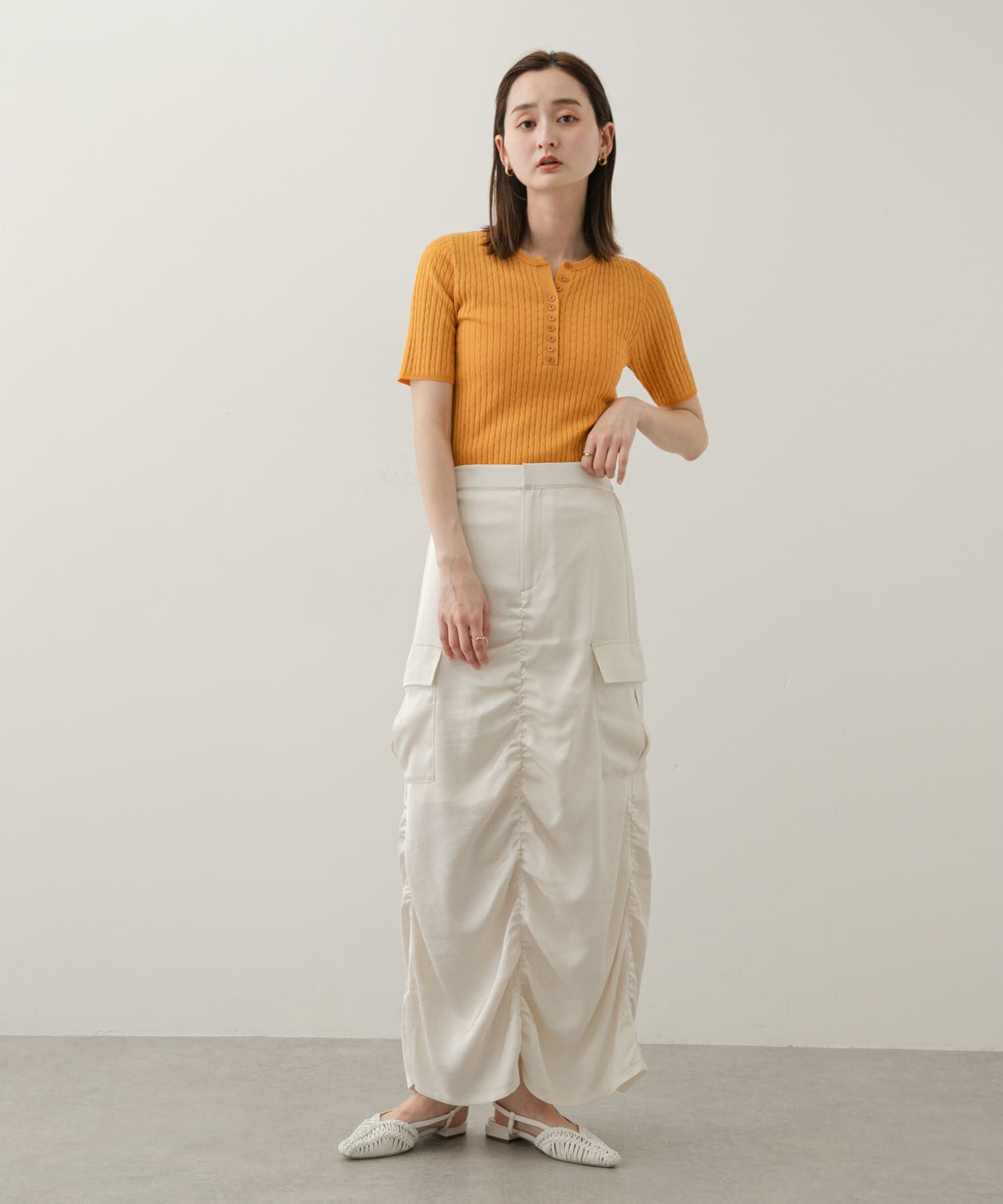 SENSE OF PLACE by URBAN RESEARCH「ヘンリーネックミニケーブルセーター(半袖)」|ニット・セーター|