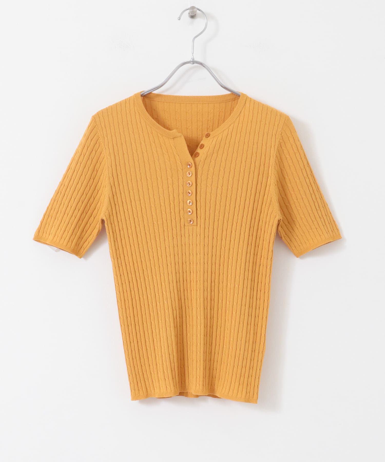 SENSE OF PLACE by URBAN RESEARCH「ヘンリーネックミニケーブルセーター(半袖)」|ニット・セーター|