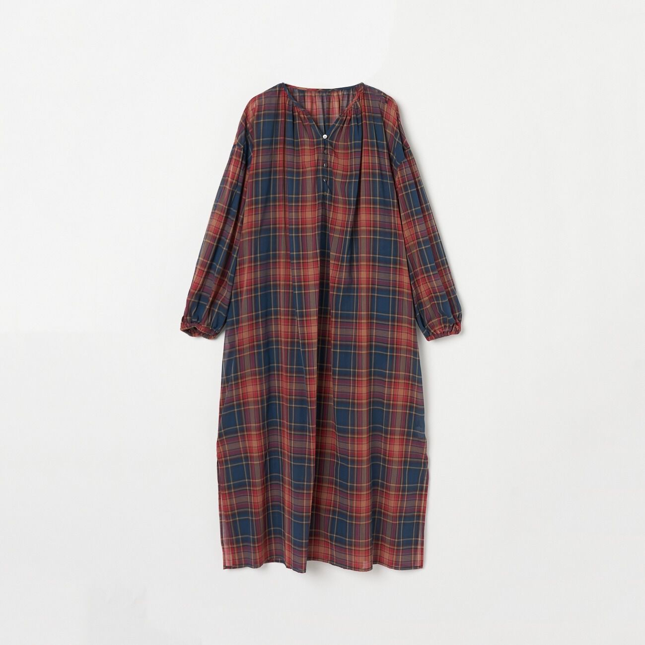 HELIOPOLE「HELIOPOLE COTTON VOIL OVER SHIRT OP」|ワンピース|レッド