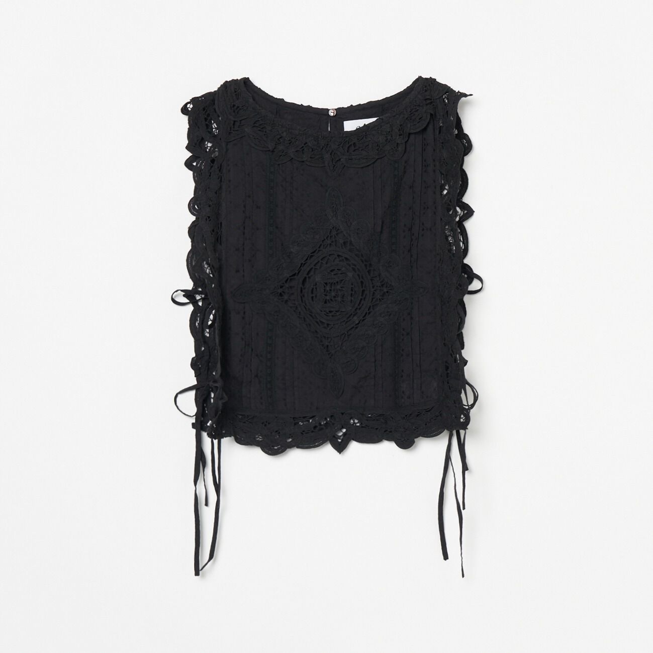  「SARA MALLIKA COTTON BATTEN LACE RIBBON TOP」|シャツ・ブラウス|ブラック