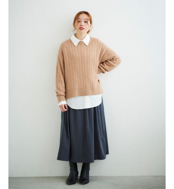 le.coeur blanc「フェイクスエードギャザースカート」|スカート|