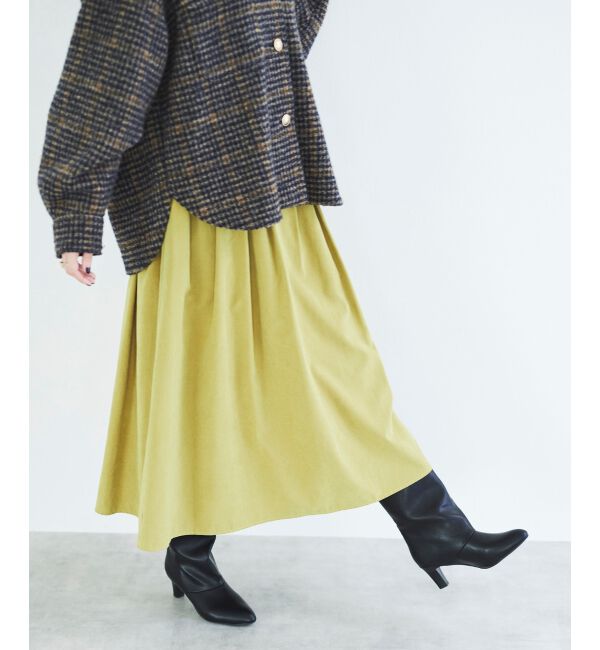 le.coeur blanc「フェイクスエードギャザースカート」|スカート|
