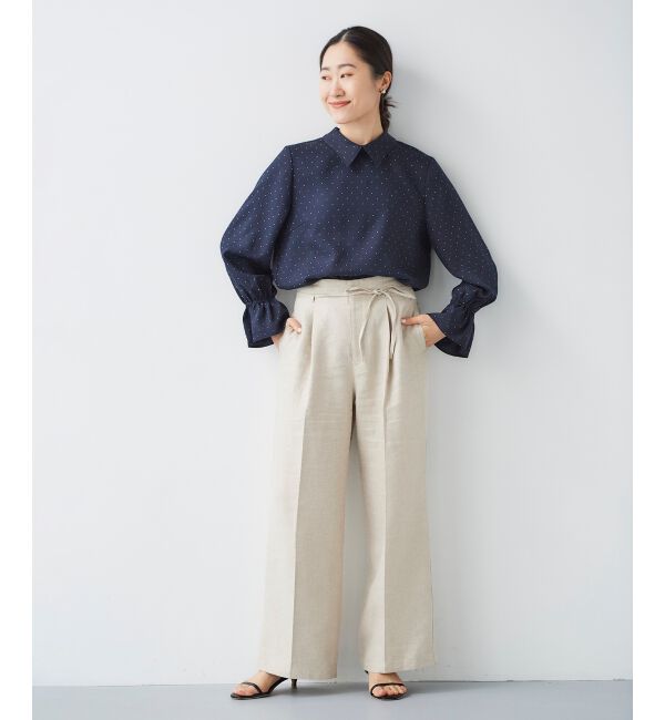 le.coeur blanc「Perle Peche ラメウエストリボンパンツ」|その他|