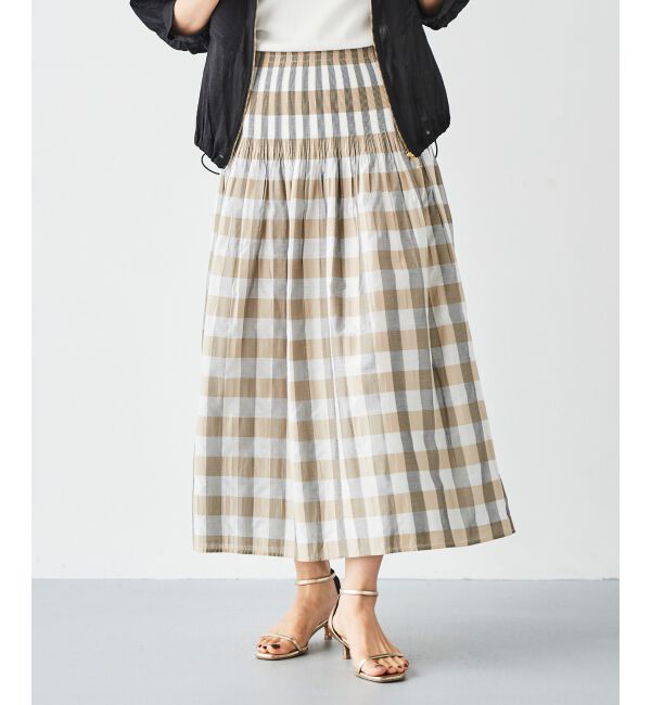 le.coeur blanc「チェック&times;ストライプシャーリングスカート」|スカート|